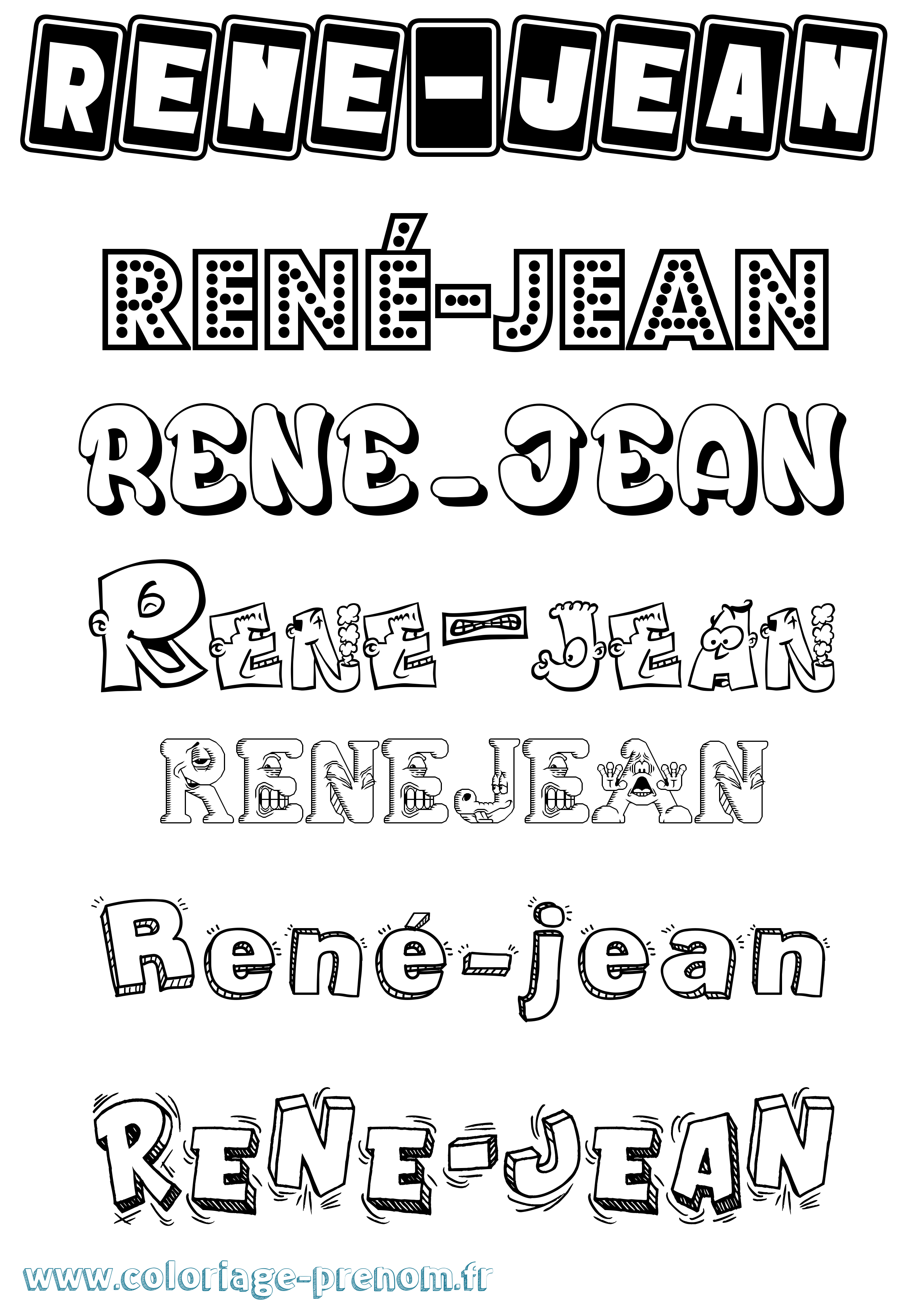 Coloriage René-Jean Fun Coloriage prénom René-Jean Fun
