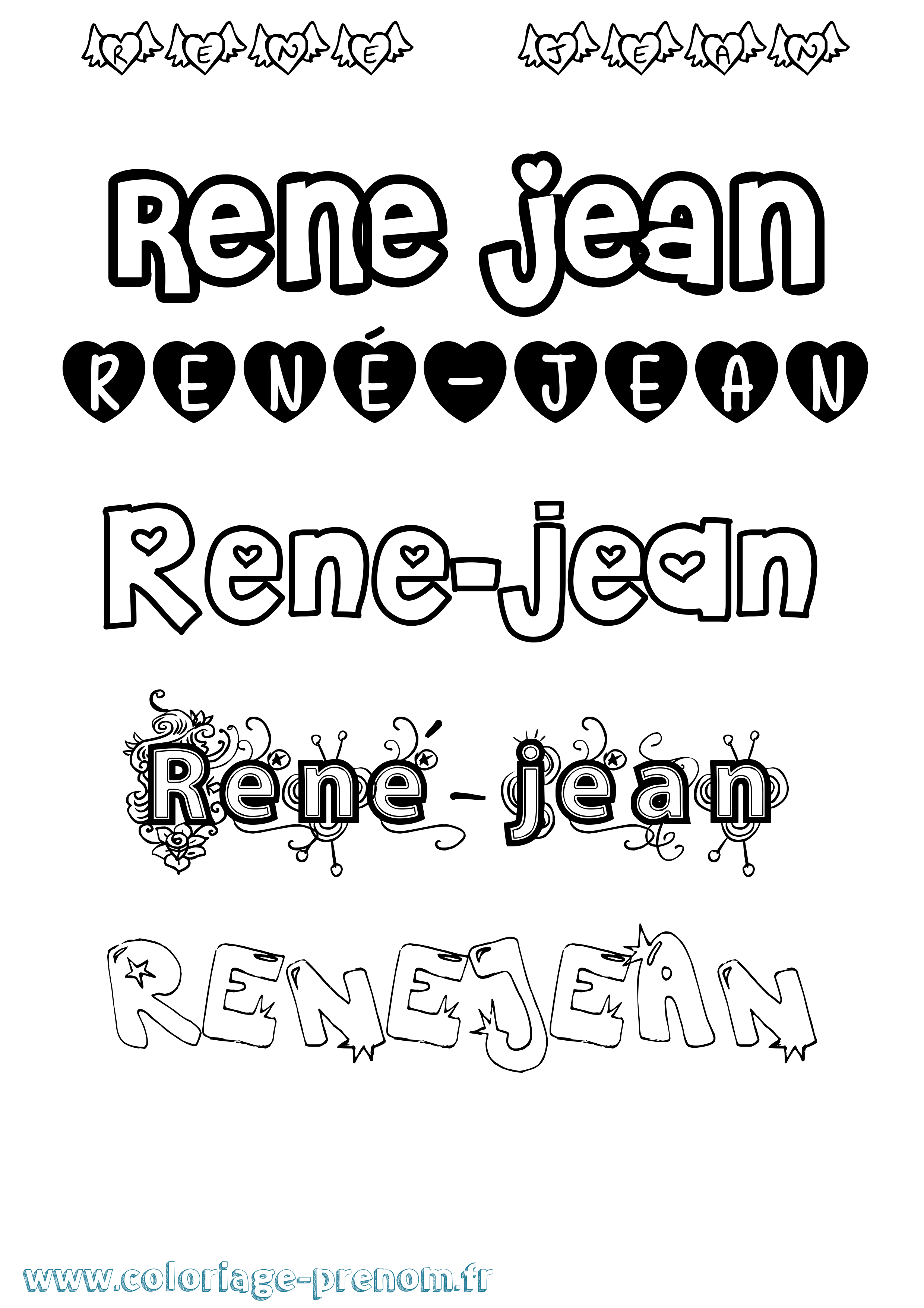 Coloriage René-Jean Girly Coloriage prénom René-Jean Girly