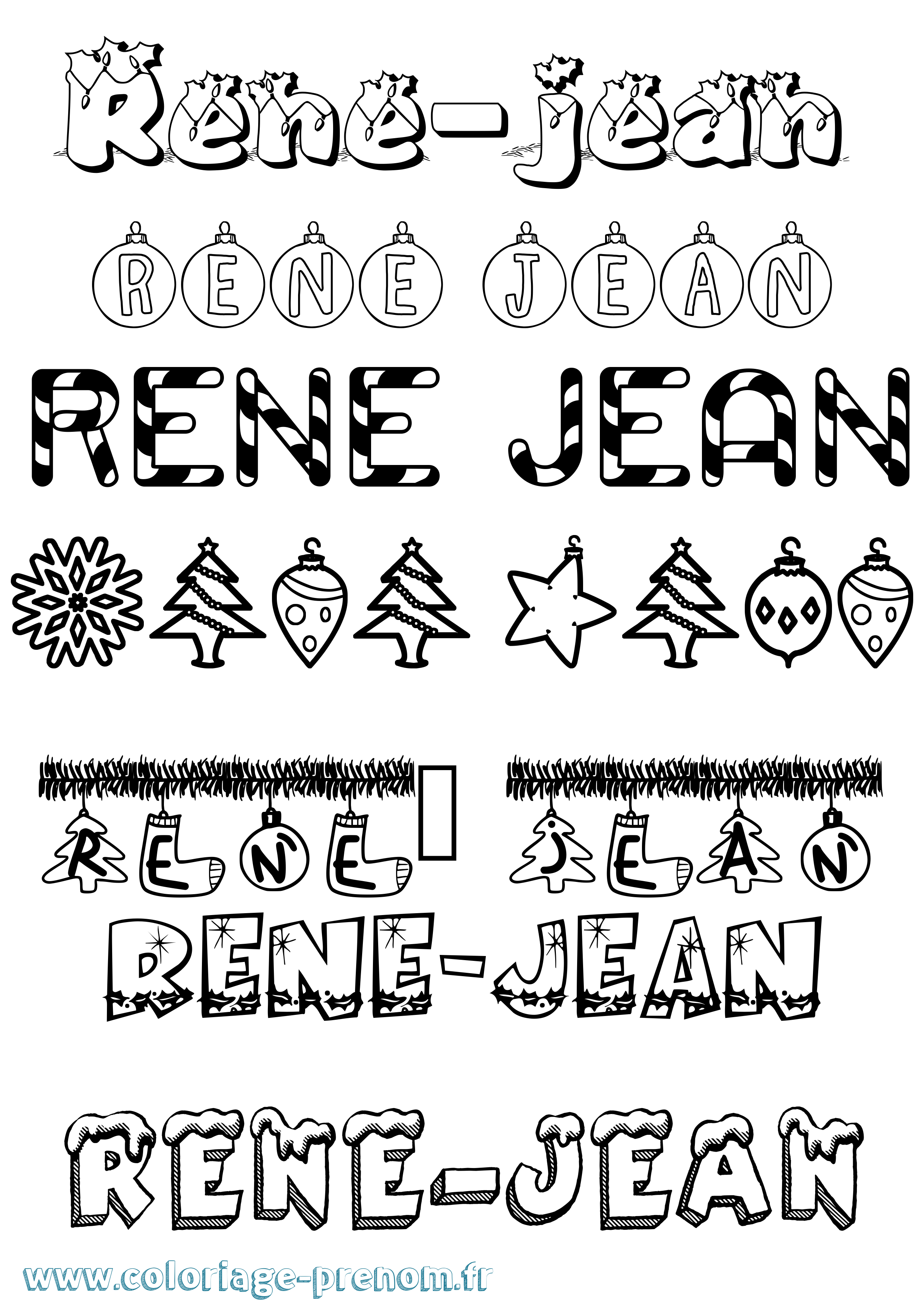 Coloriage René-Jean Noël Coloriage prénom René-Jean Noël