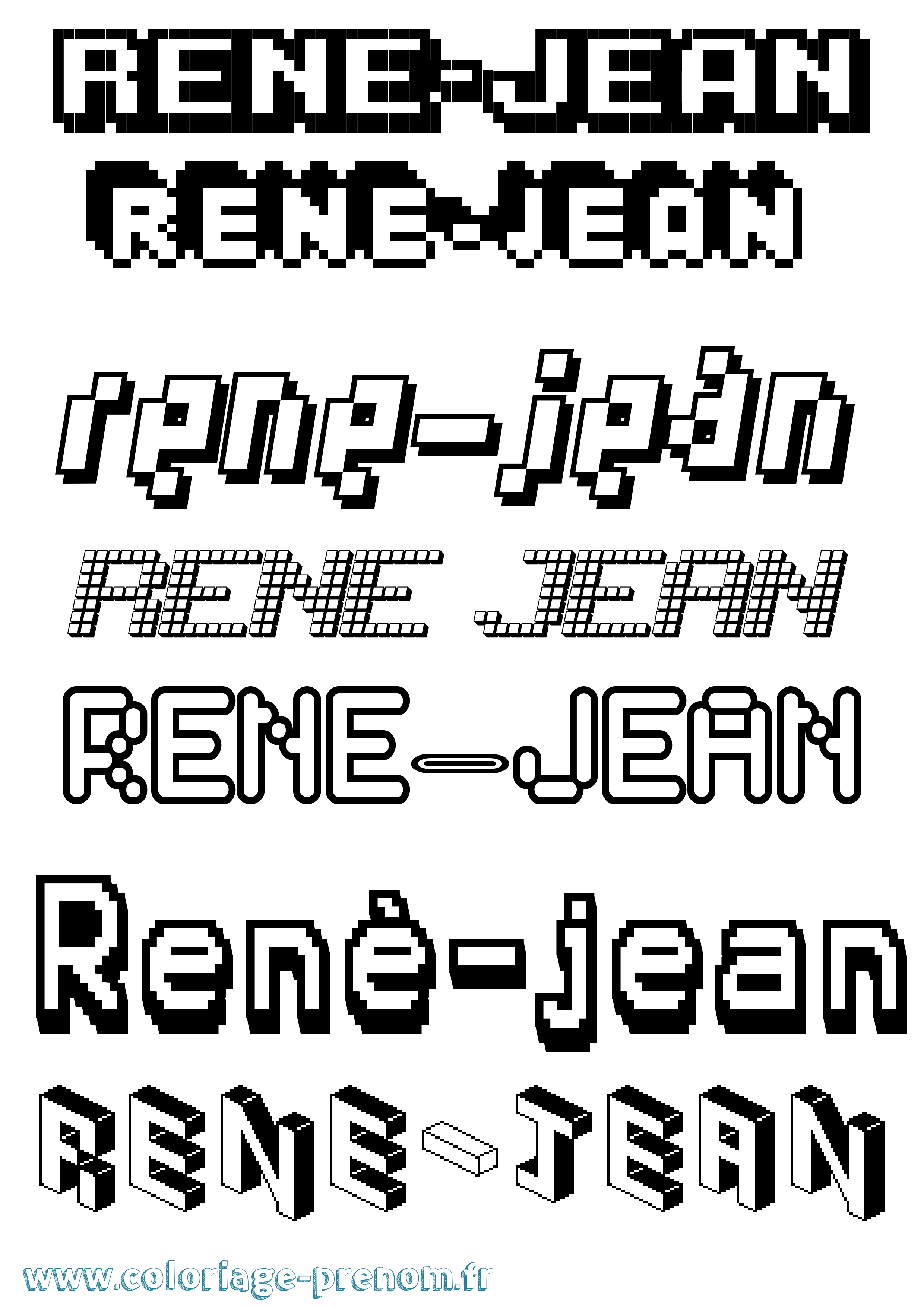 Coloriage René-Jean Pixel Coloriage prénom René-Jean Pixel