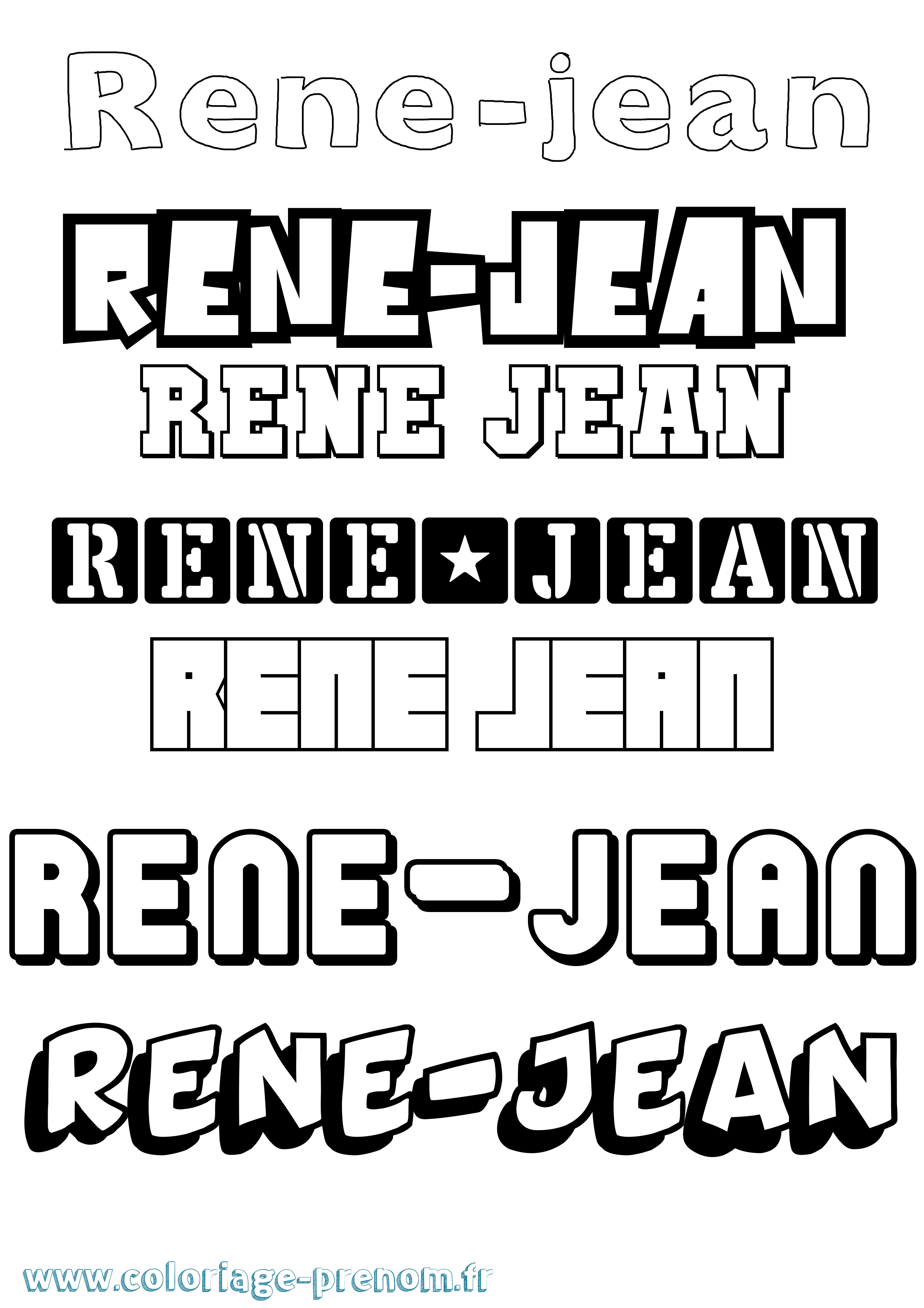 Coloriage René-Jean Simple Coloriage prénom René-Jean Simple