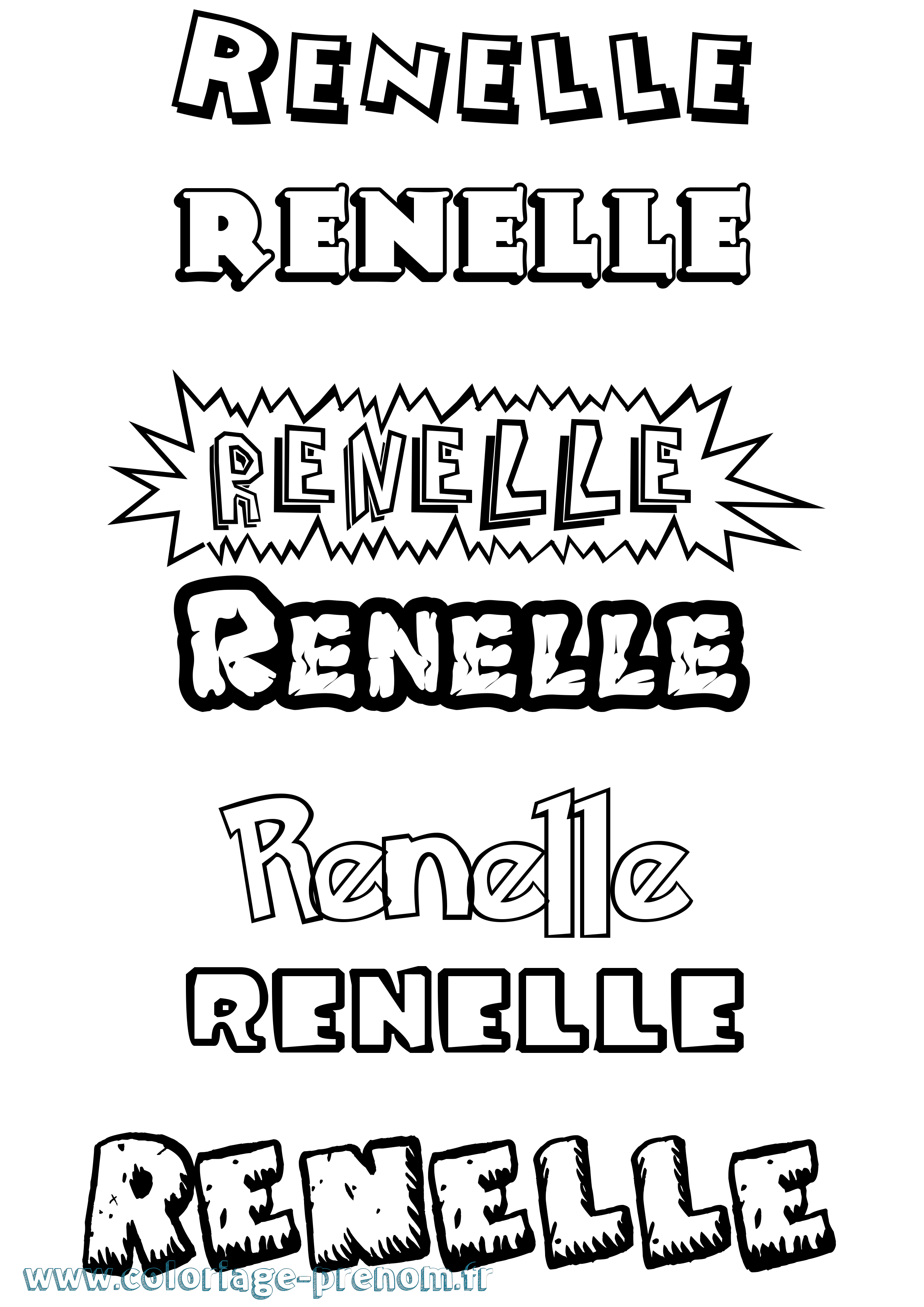 Coloriage Renelle Dessin Animé Coloriage prénom Renelle Dessin Animé