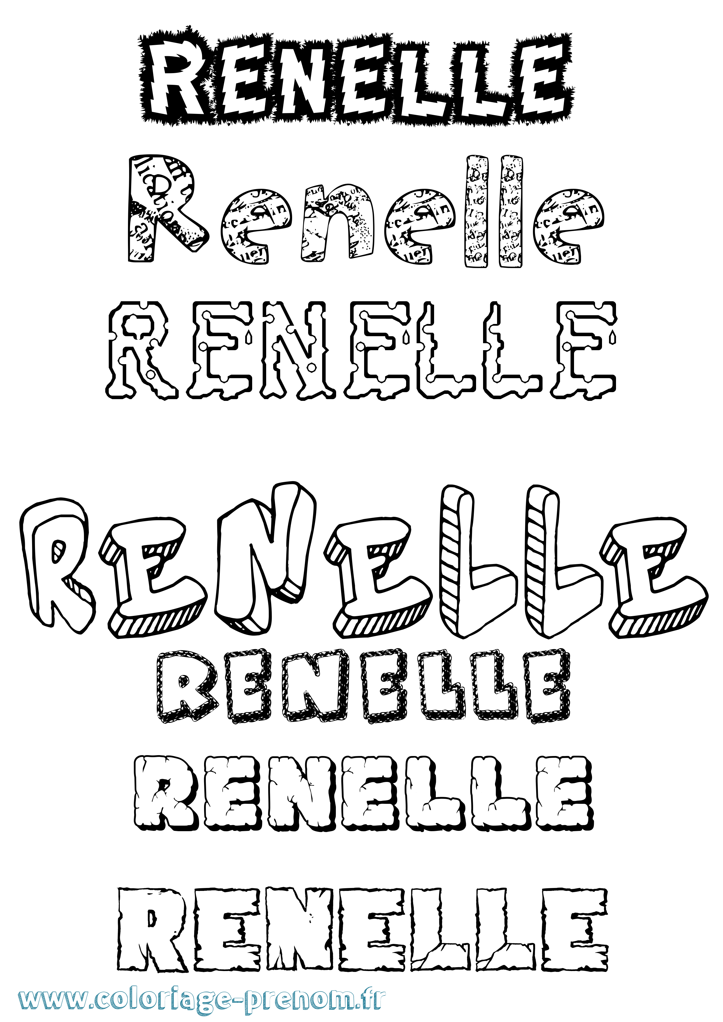 Coloriage Renelle Destructuré Coloriage prénom Renelle Destructuré