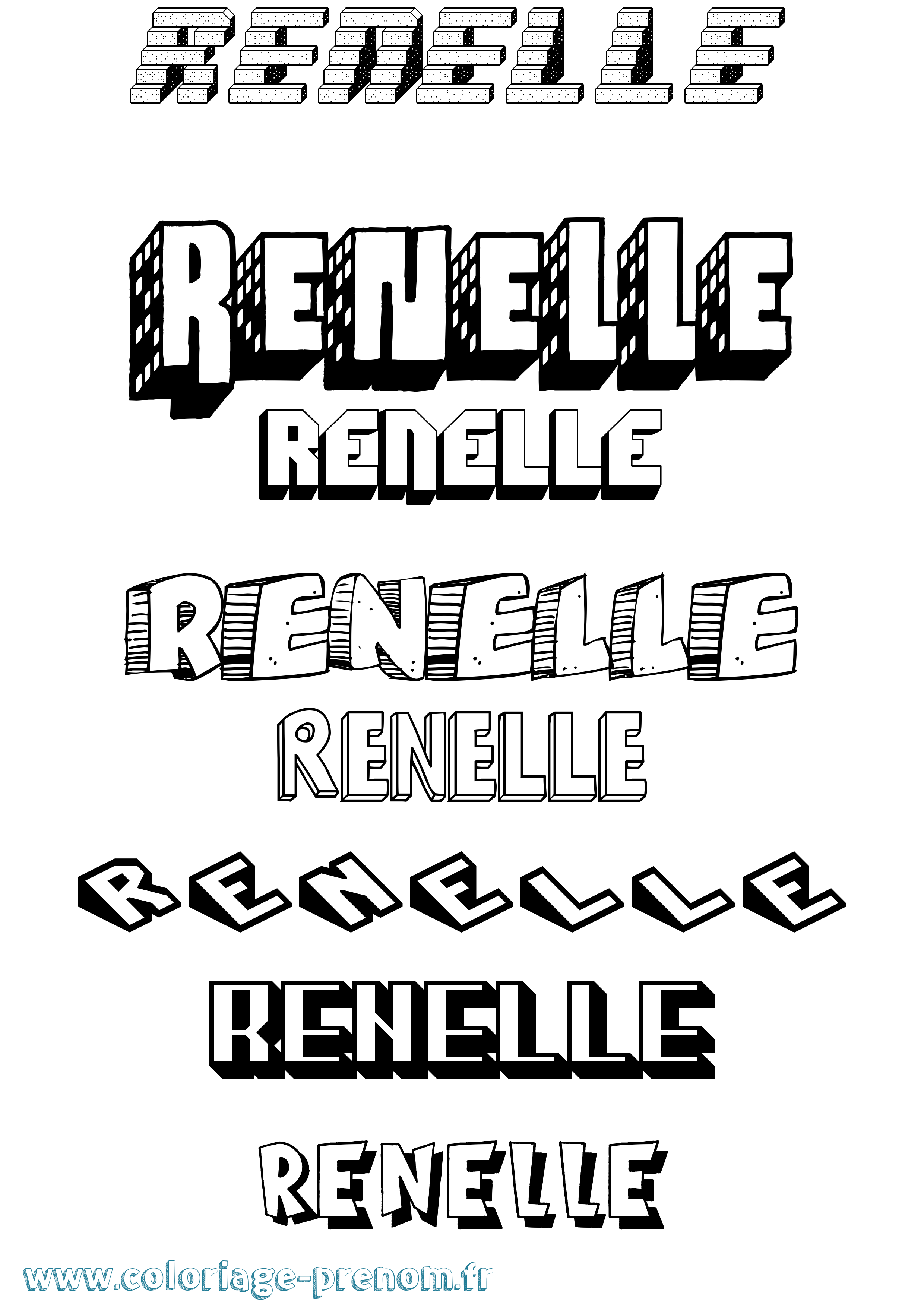 Coloriage Renelle Effet 3D Coloriage prénom Renelle Effet 3D