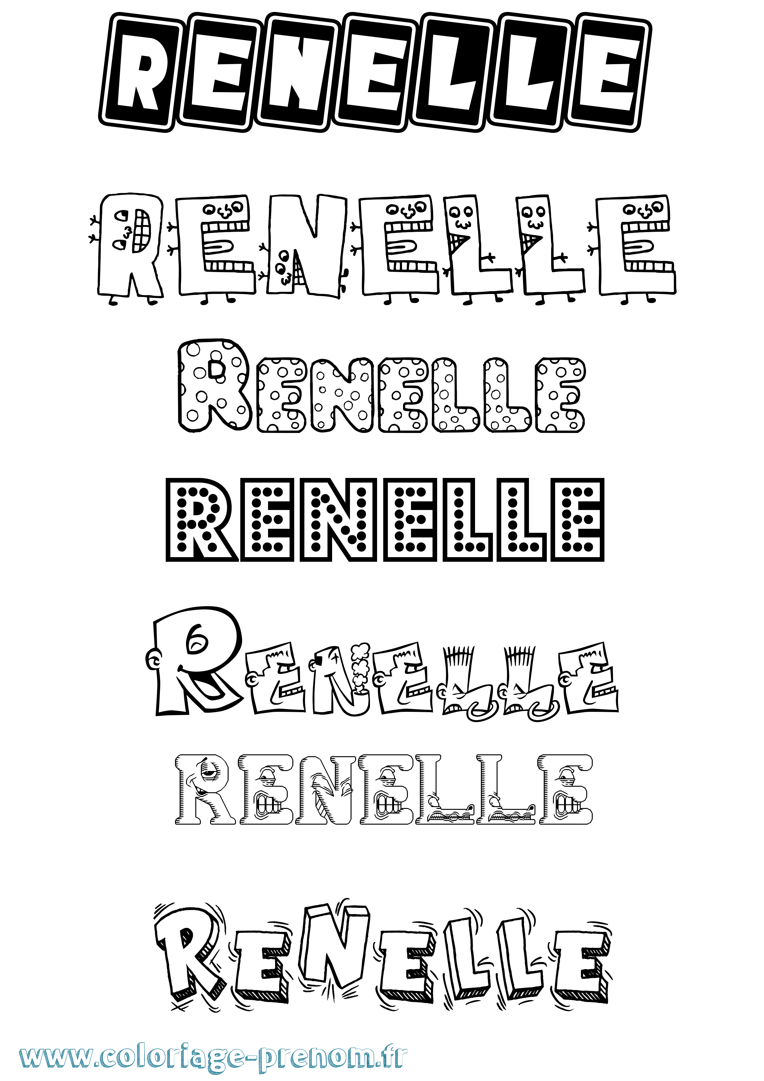 Coloriage Renelle Fun Coloriage prénom Renelle Fun
