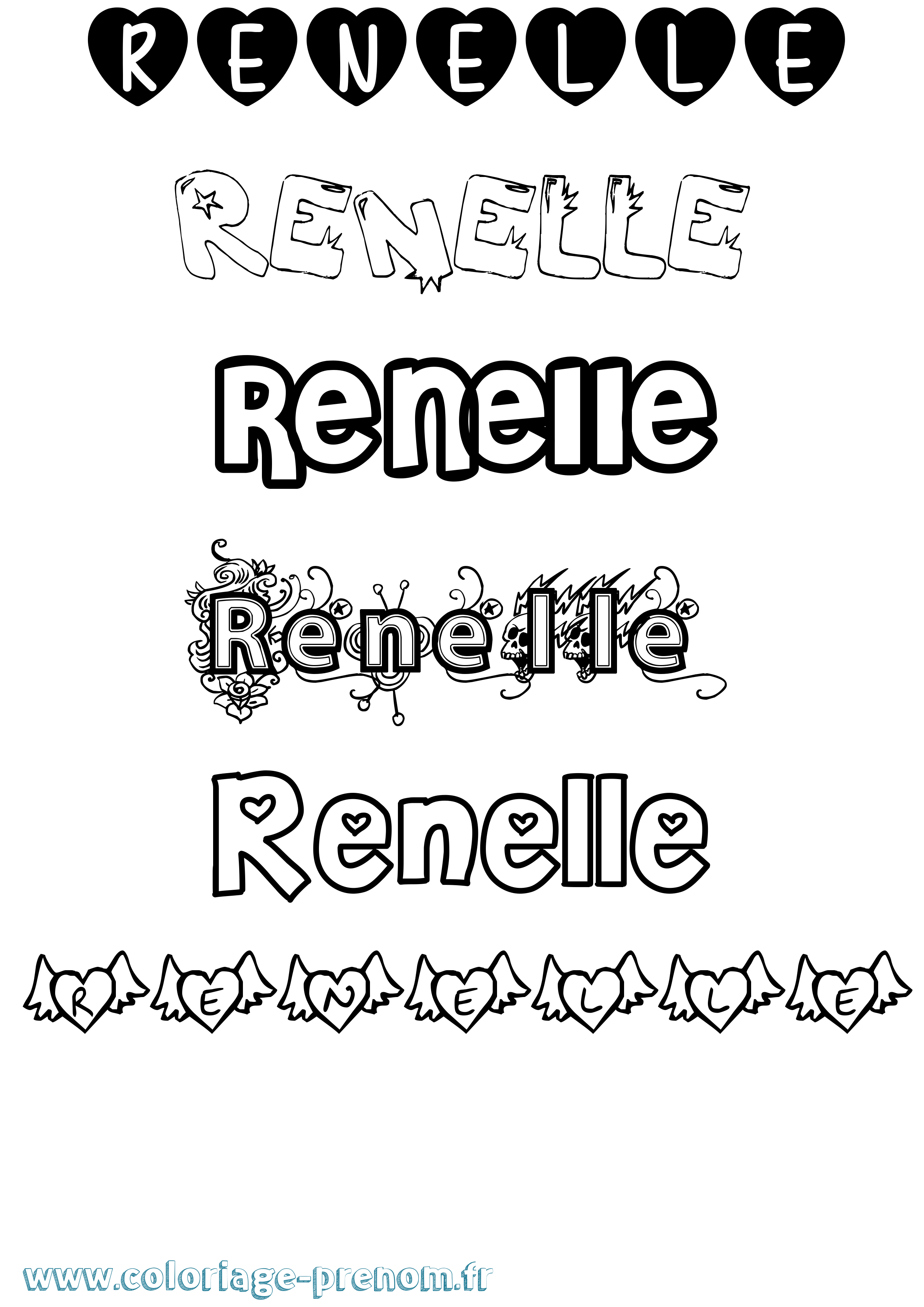 Coloriage Renelle Girly Coloriage prénom Renelle Girly