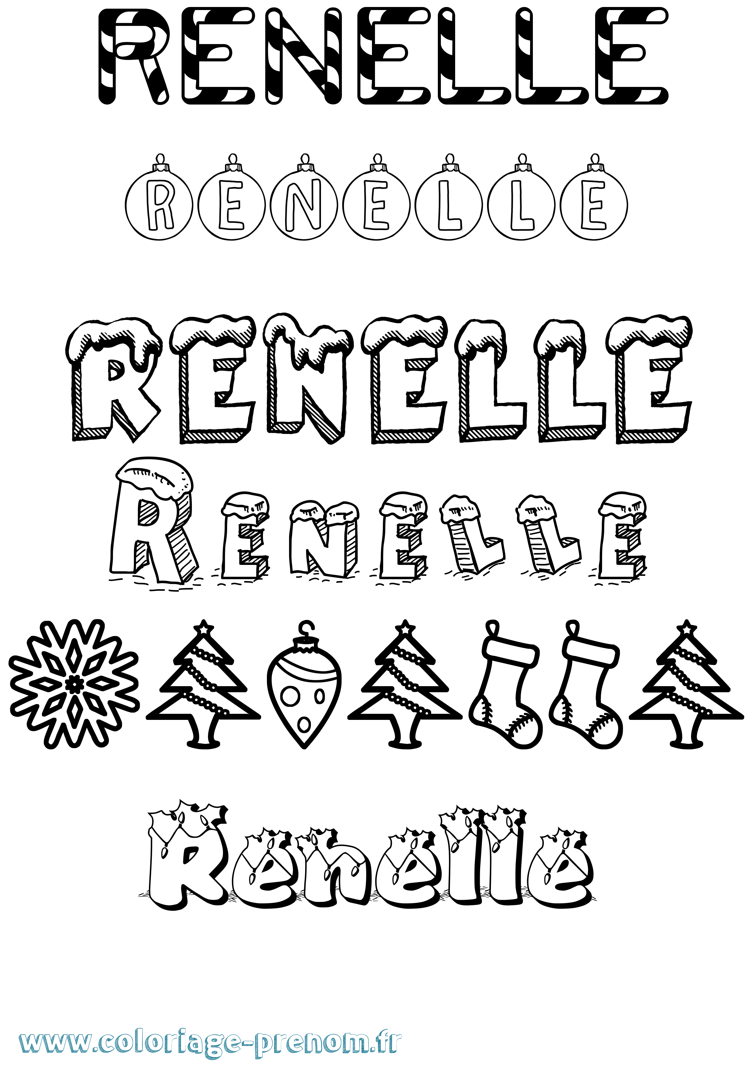 Coloriage Renelle Noël Coloriage prénom Renelle Noël