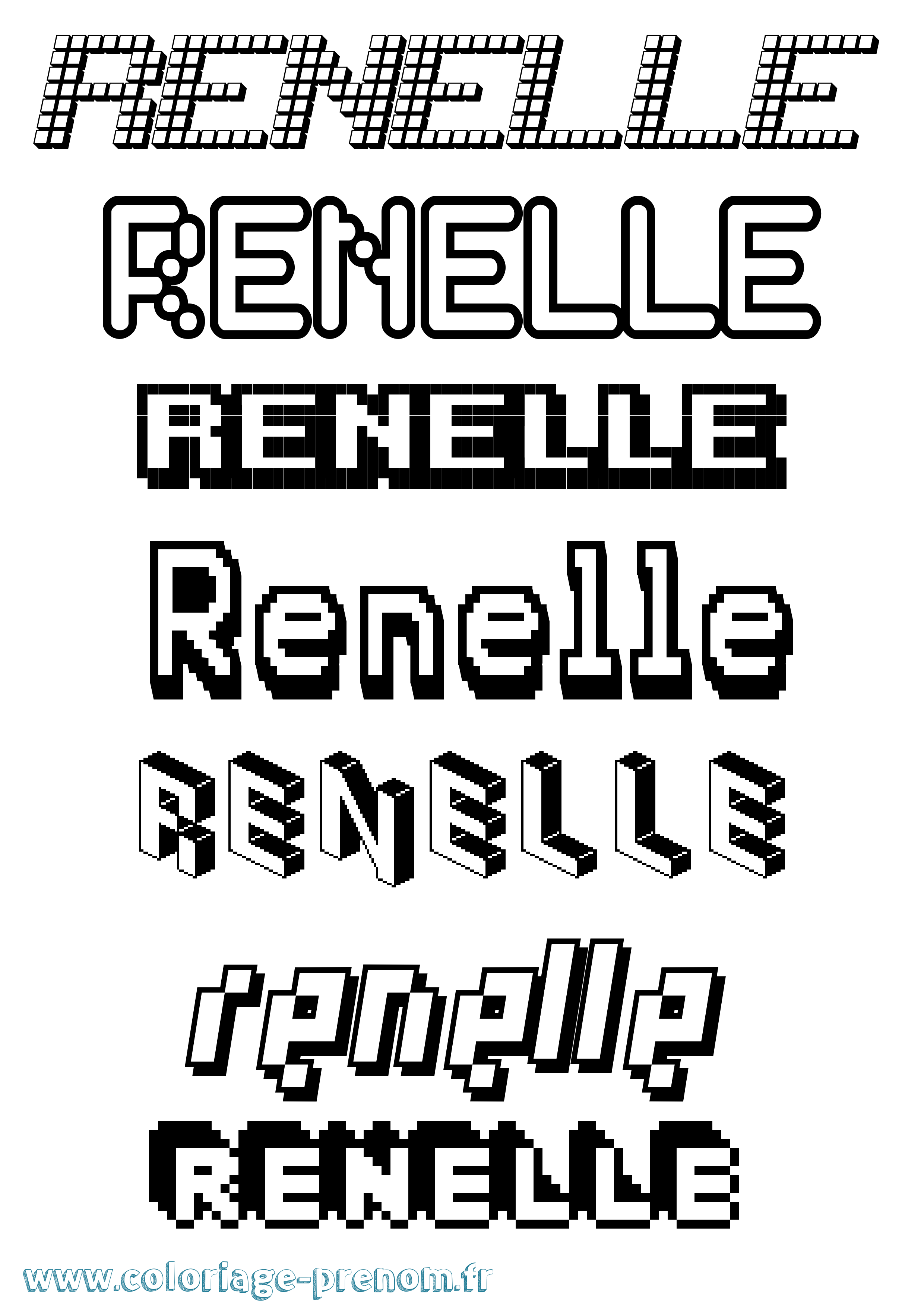 Coloriage Renelle Pixel Coloriage prénom Renelle Pixel