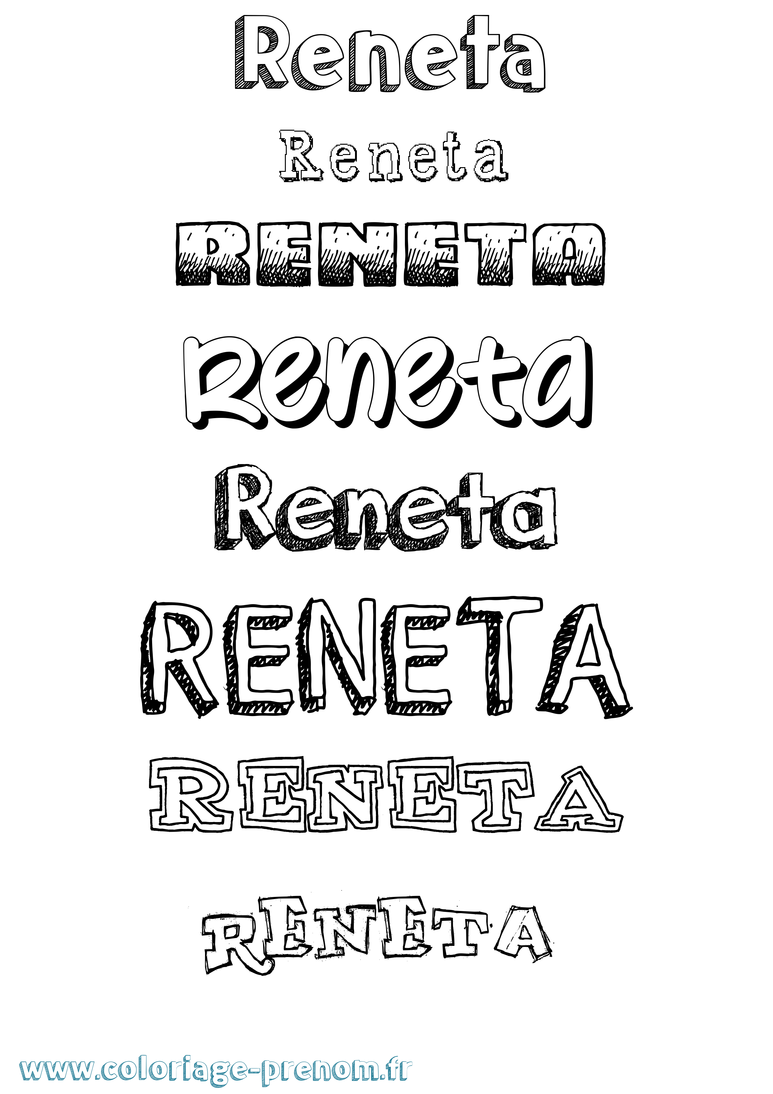 Coloriage Reneta Dessiné Coloriage prénom Reneta Dessiné