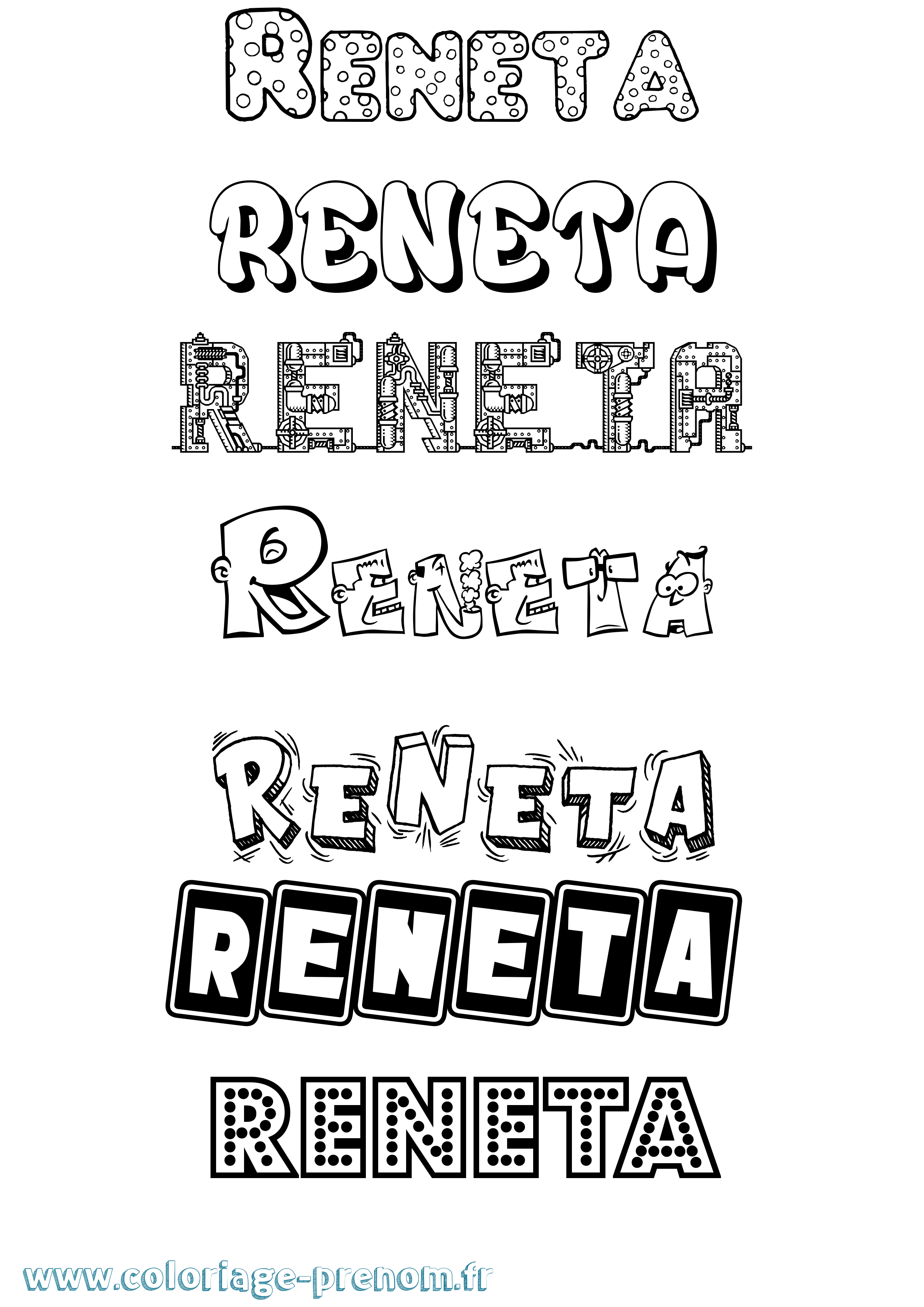Coloriage Reneta Fun Coloriage prénom Reneta Fun