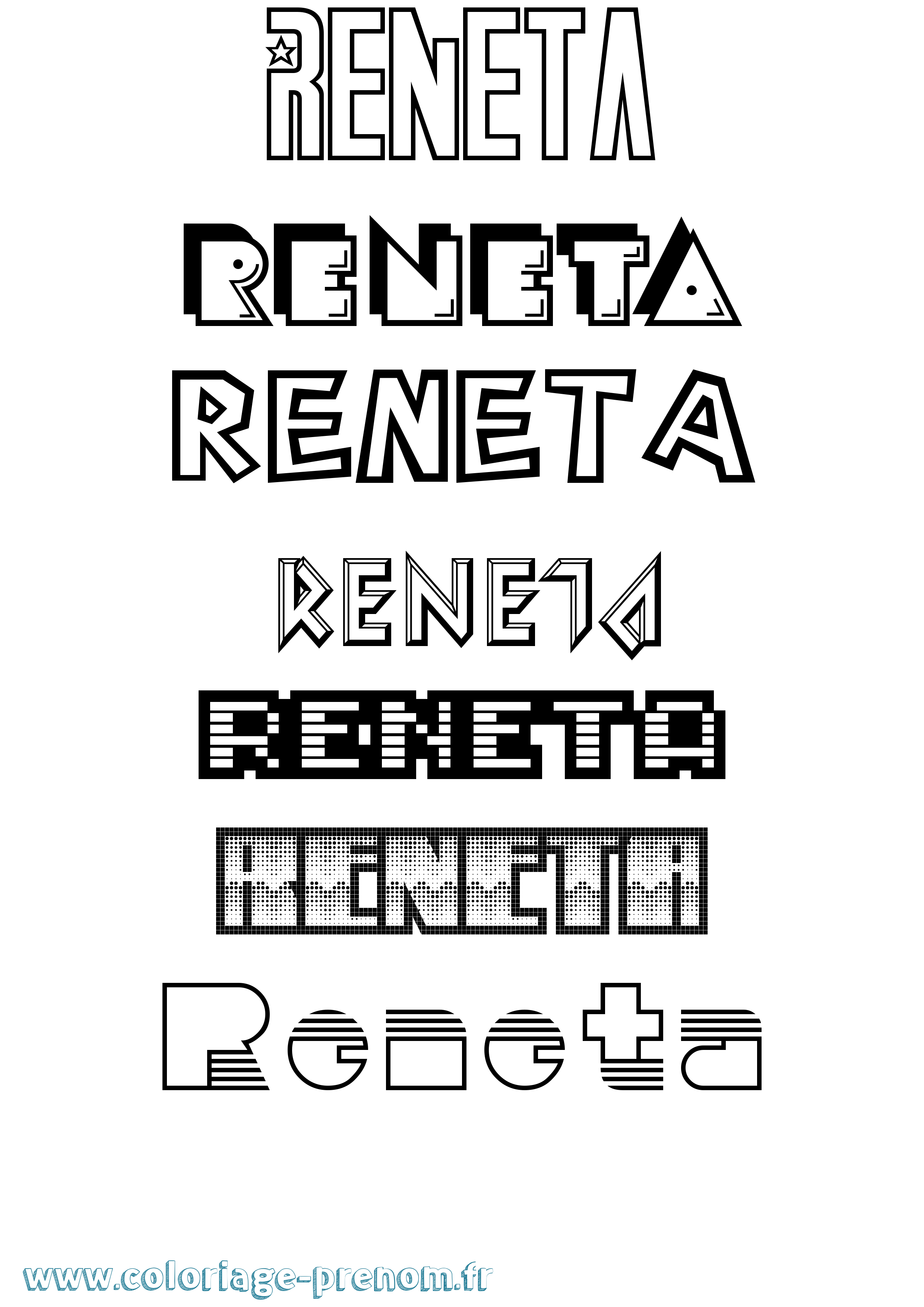 Coloriage Reneta Jeux Vidéos Coloriage prénom Reneta Jeux Vidéos