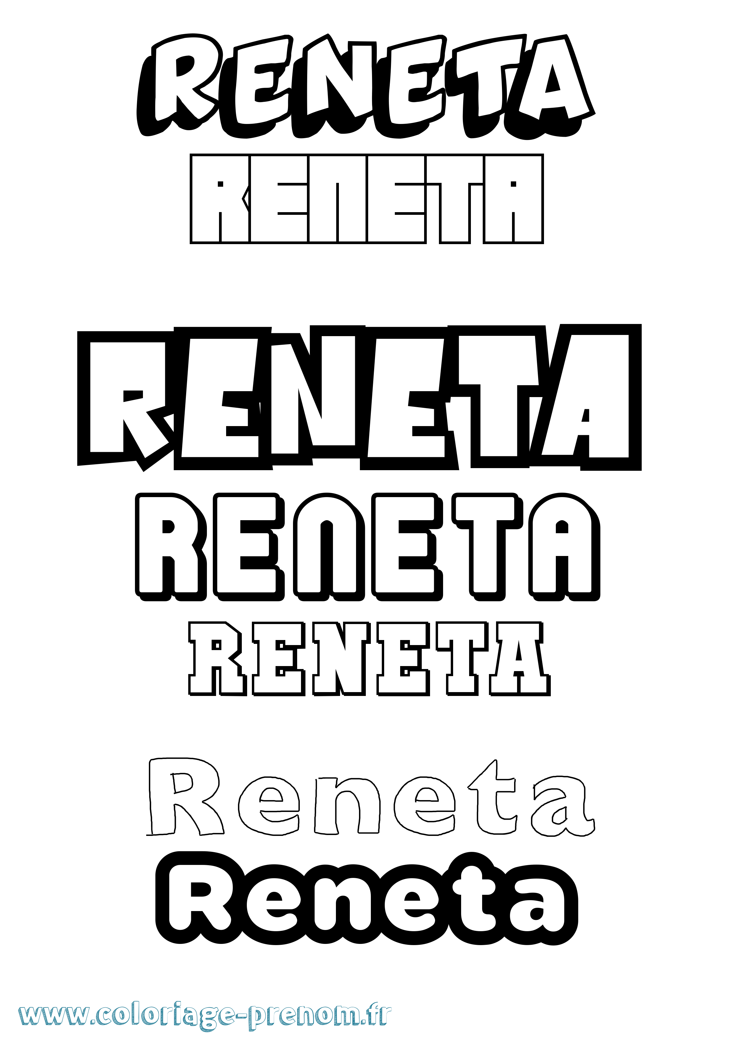 Coloriage Reneta Simple Coloriage prénom Reneta Simple