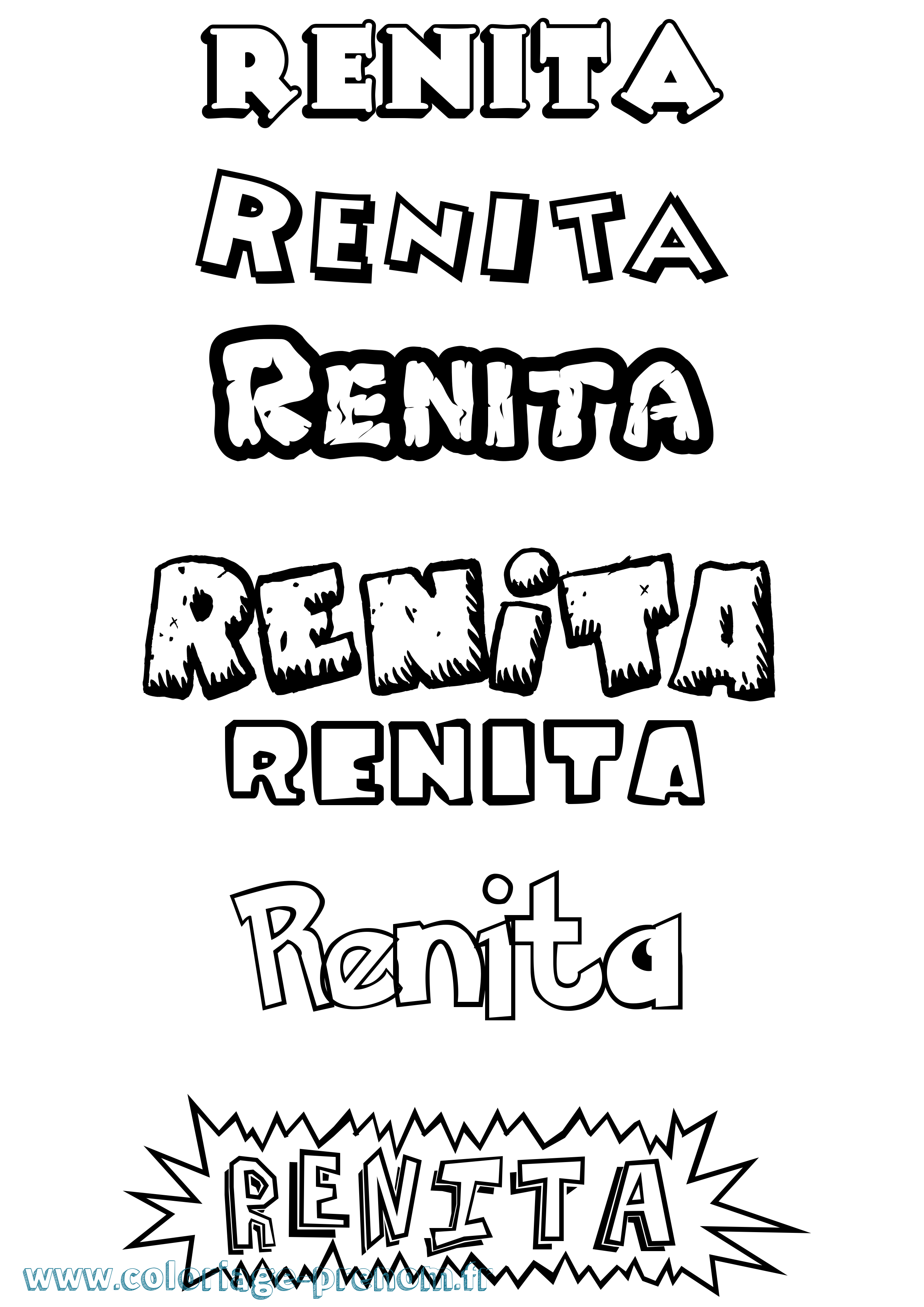 Coloriage Renita Dessin Animé Coloriage prénom Renita Dessin Animé