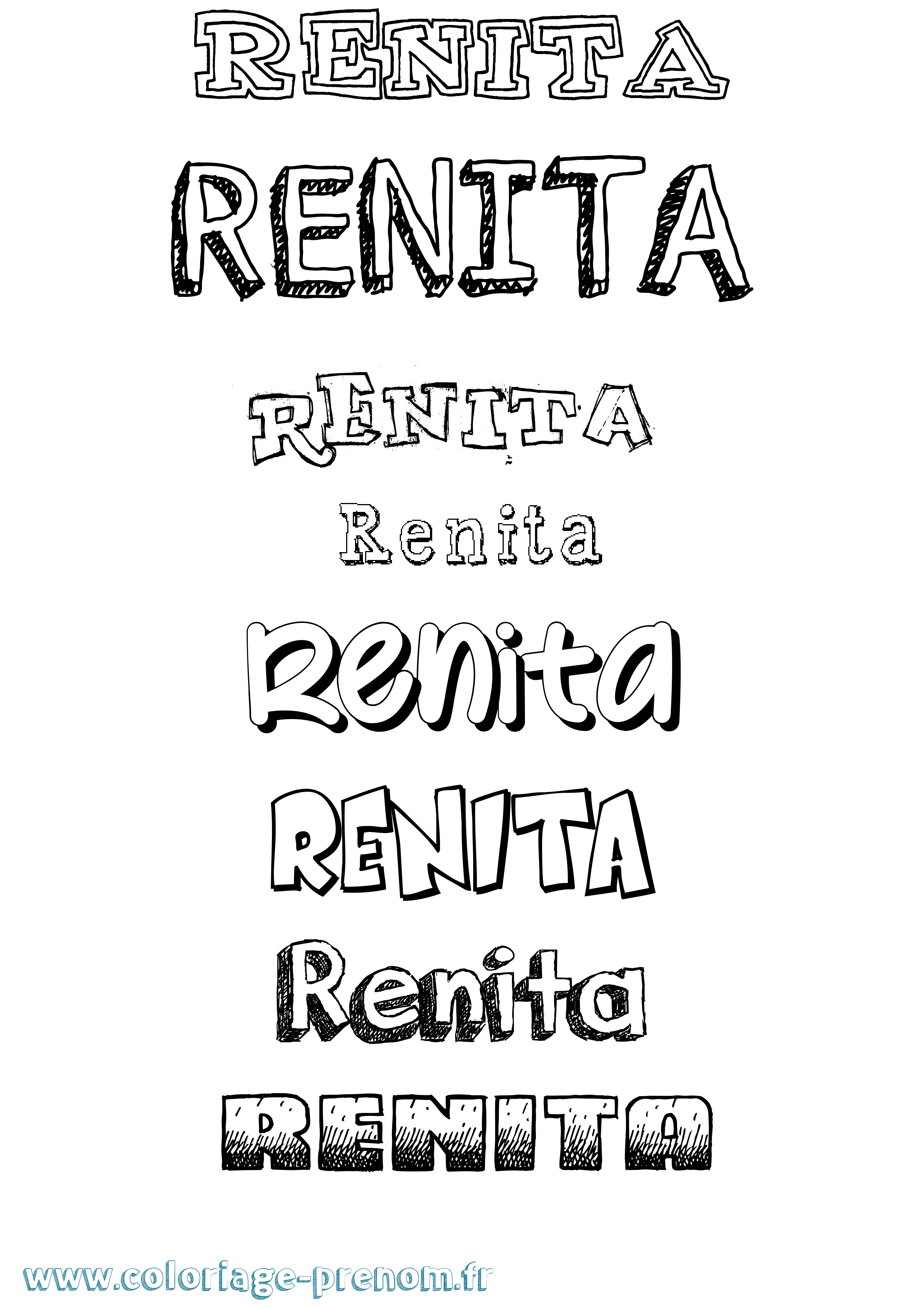 Coloriage Renita Dessiné Coloriage prénom Renita Dessiné