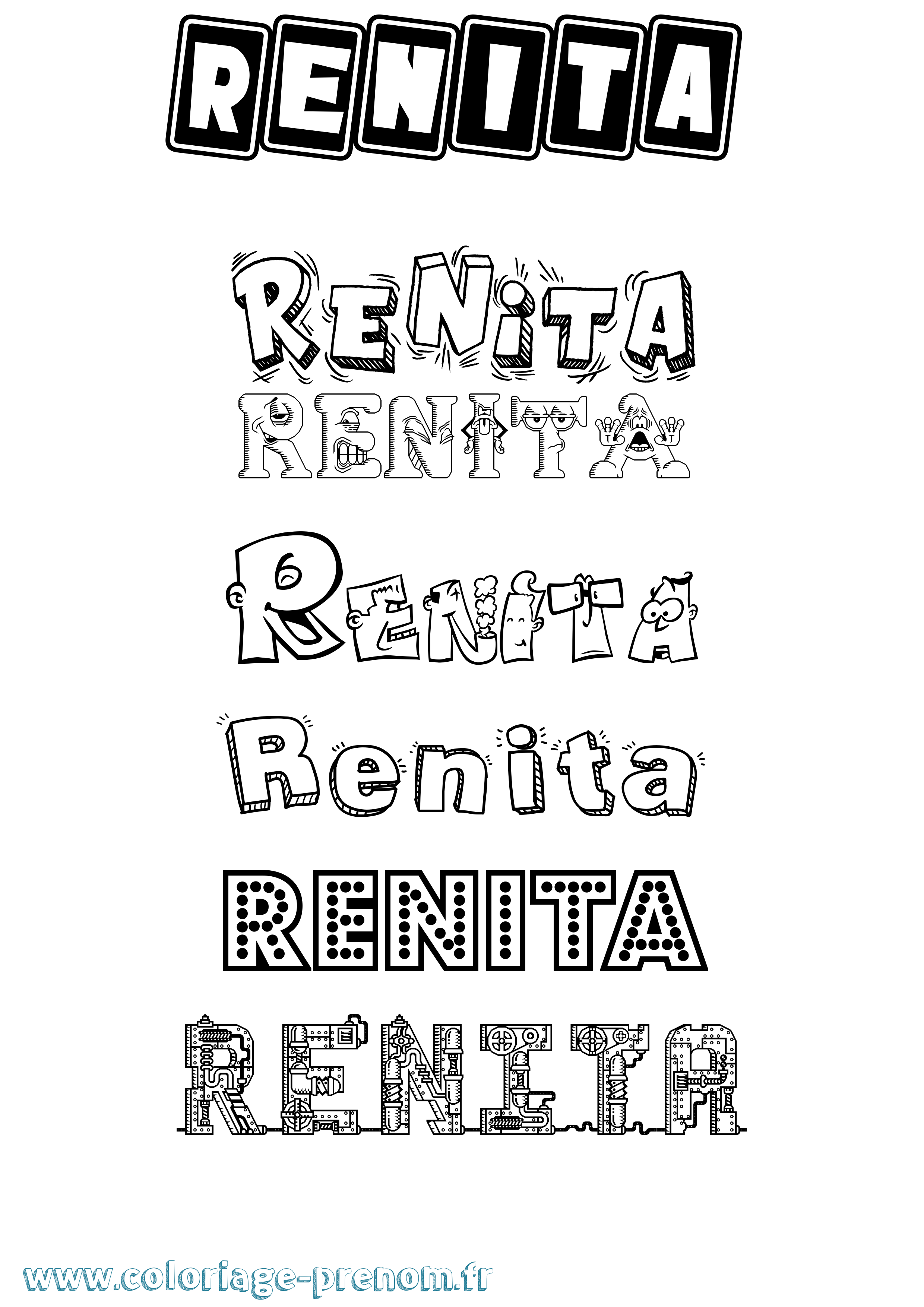 Coloriage Renita Fun Coloriage prénom Renita Fun