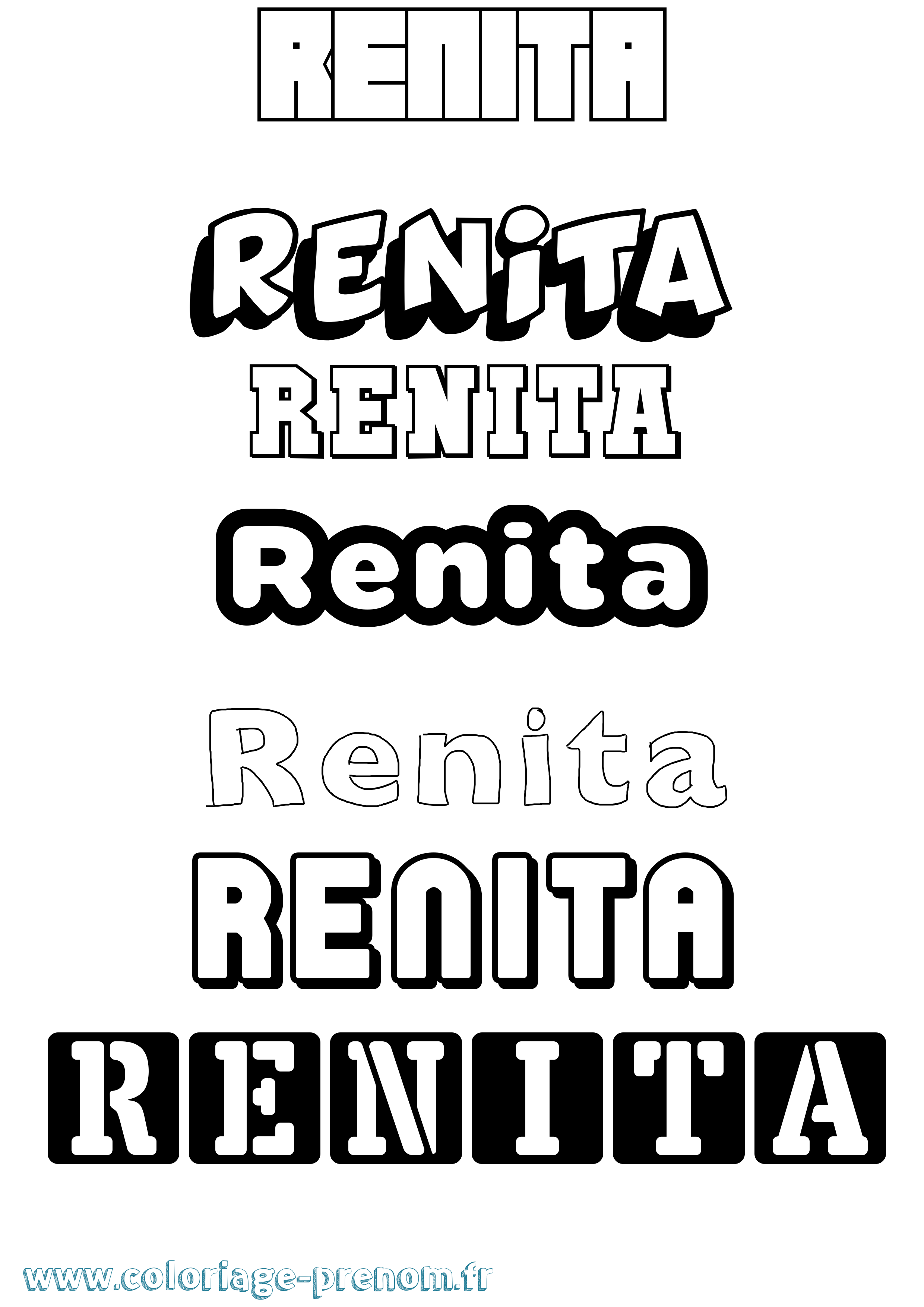 Coloriage Renita Simple Coloriage prénom Renita Simple