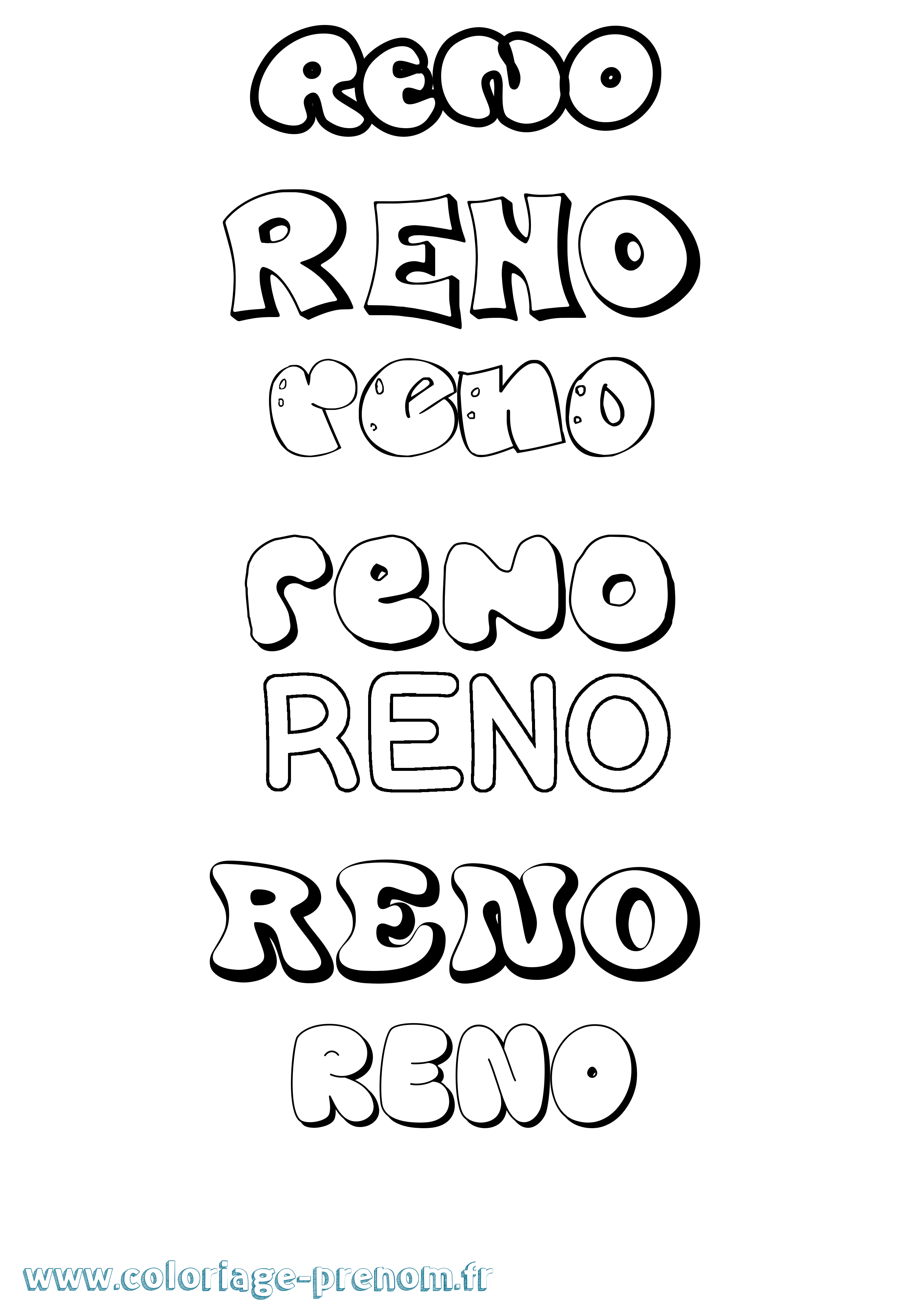 Coloriage Reno Bubble Coloriage prénom Reno Bubble
