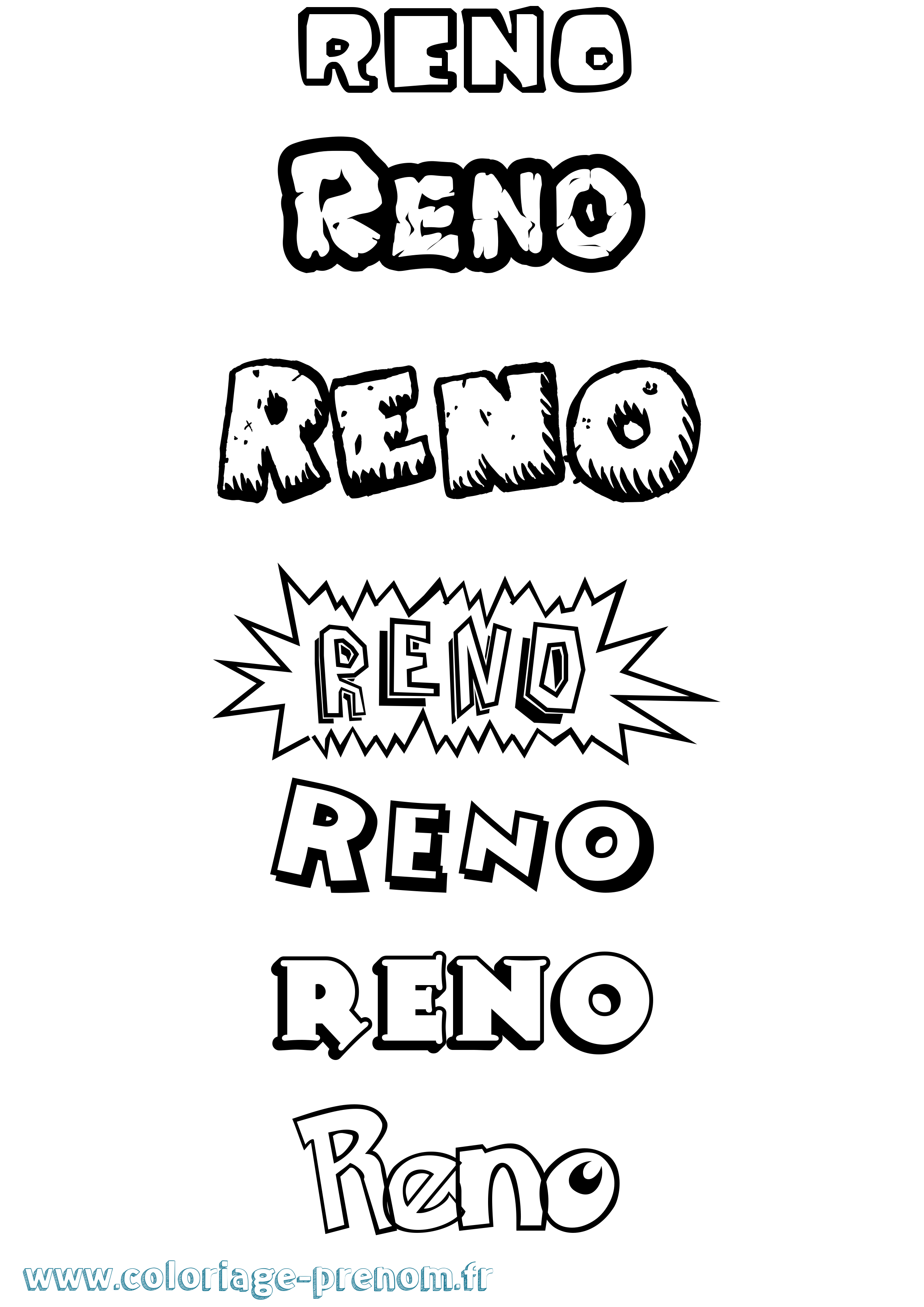 Coloriage Reno Dessin Animé Coloriage prénom Reno Dessin Animé