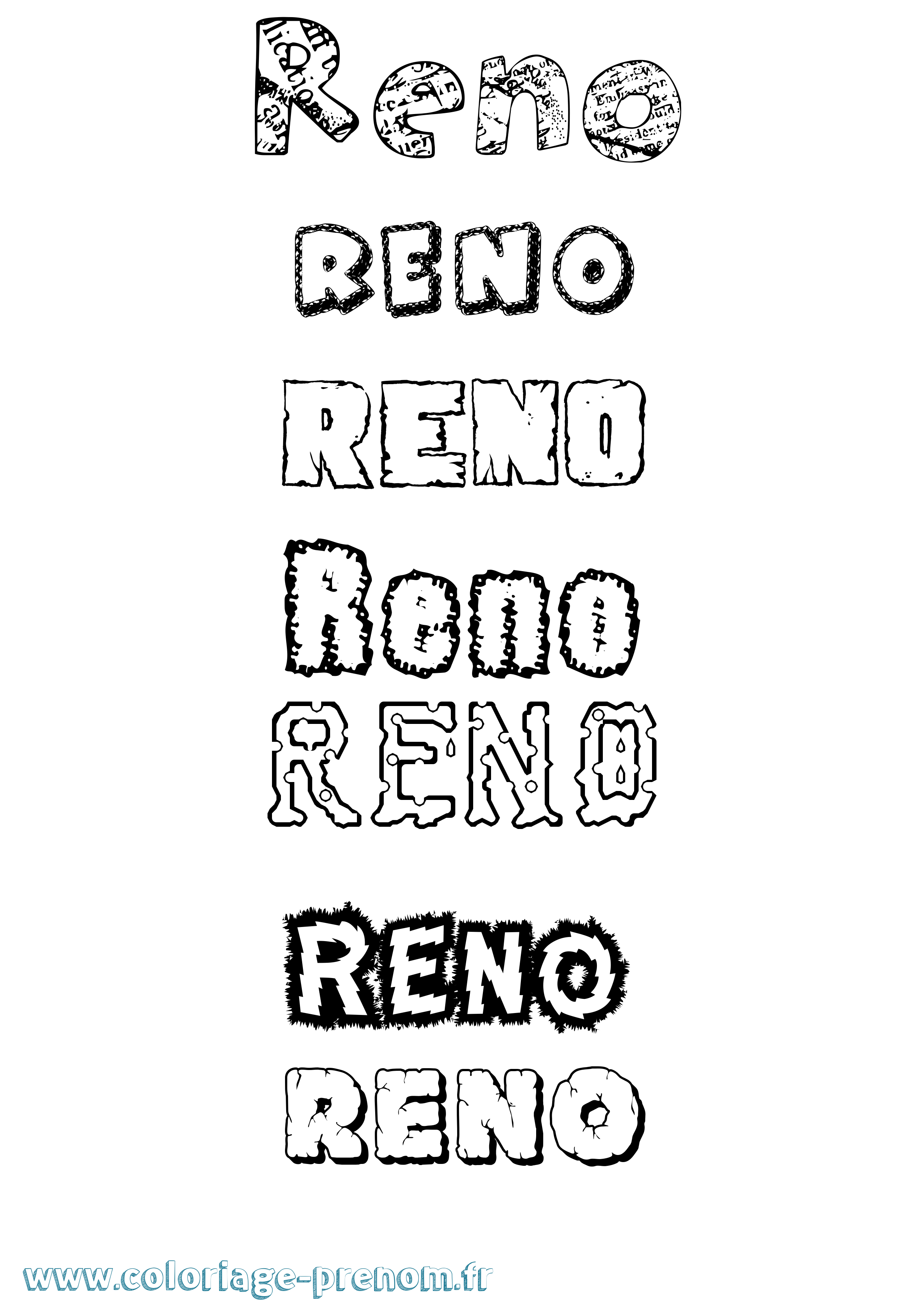 Coloriage Reno Destructuré Coloriage prénom Reno Destructuré