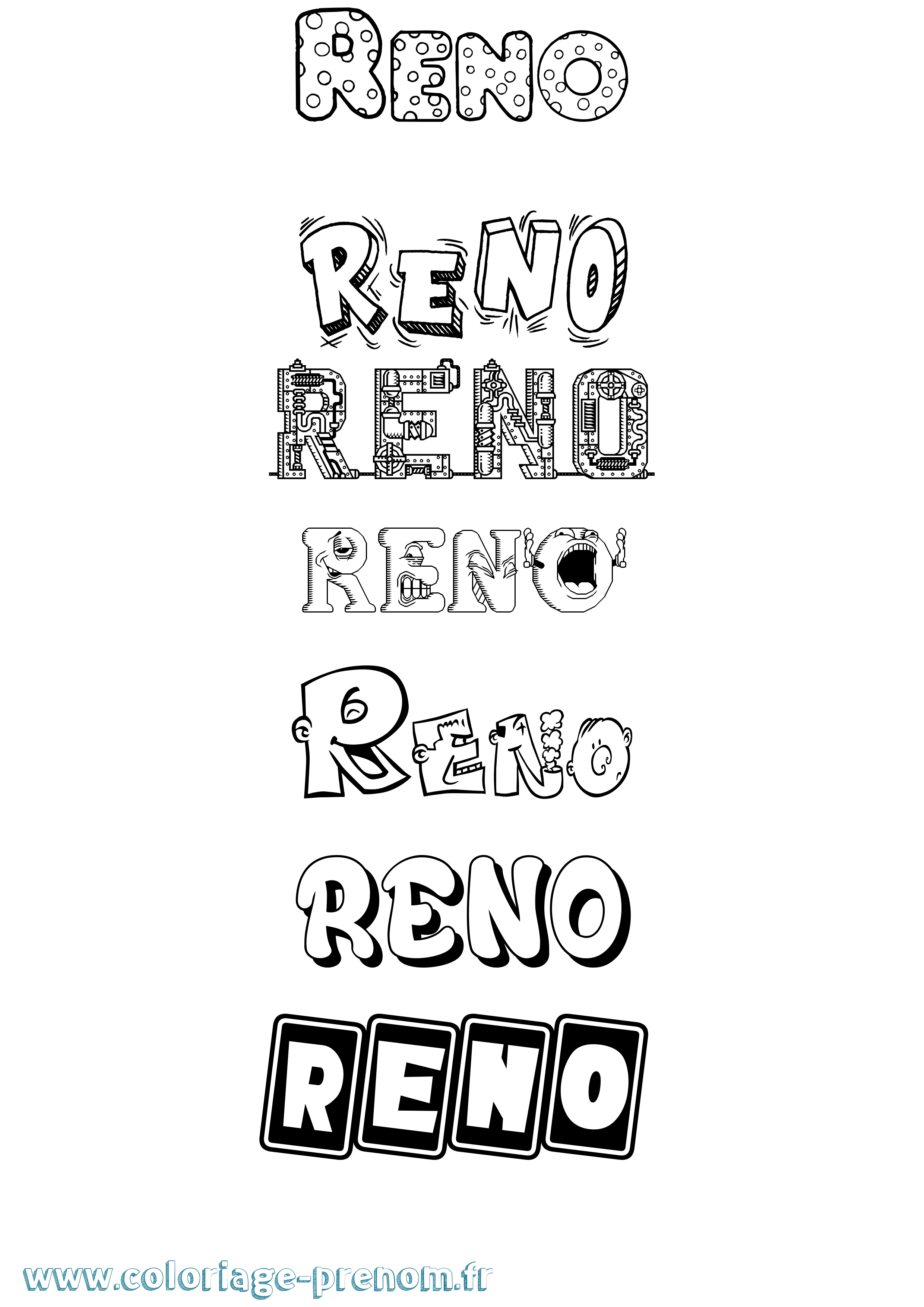 Coloriage Reno Fun Coloriage prénom Reno Fun