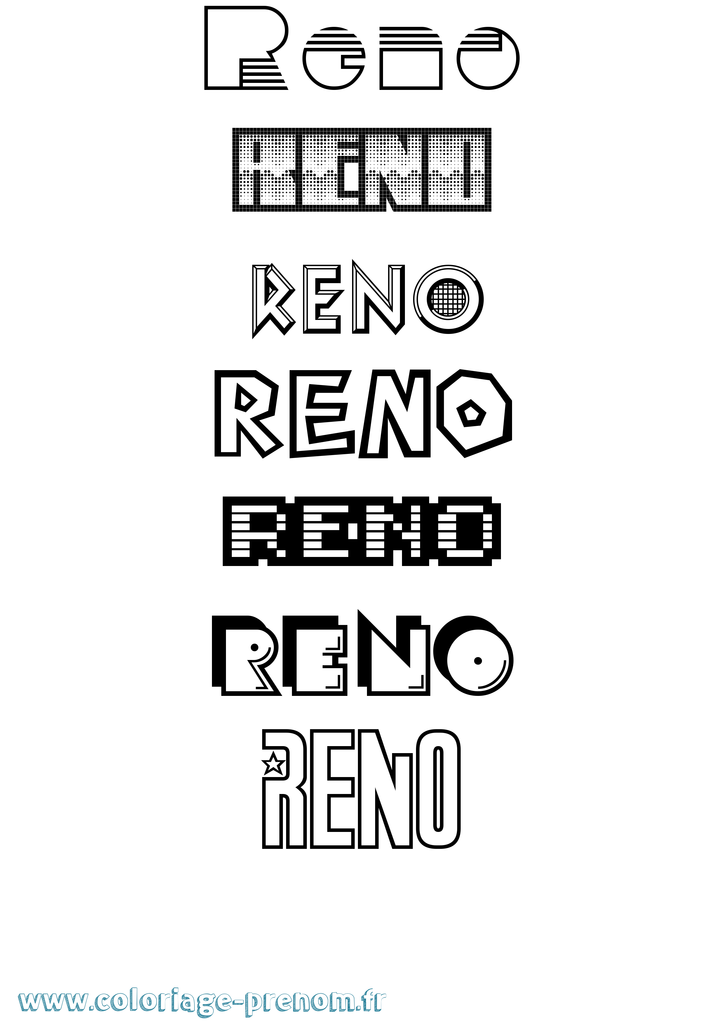 Coloriage Reno Jeux Vidéos Coloriage prénom Reno Jeux Vidéos