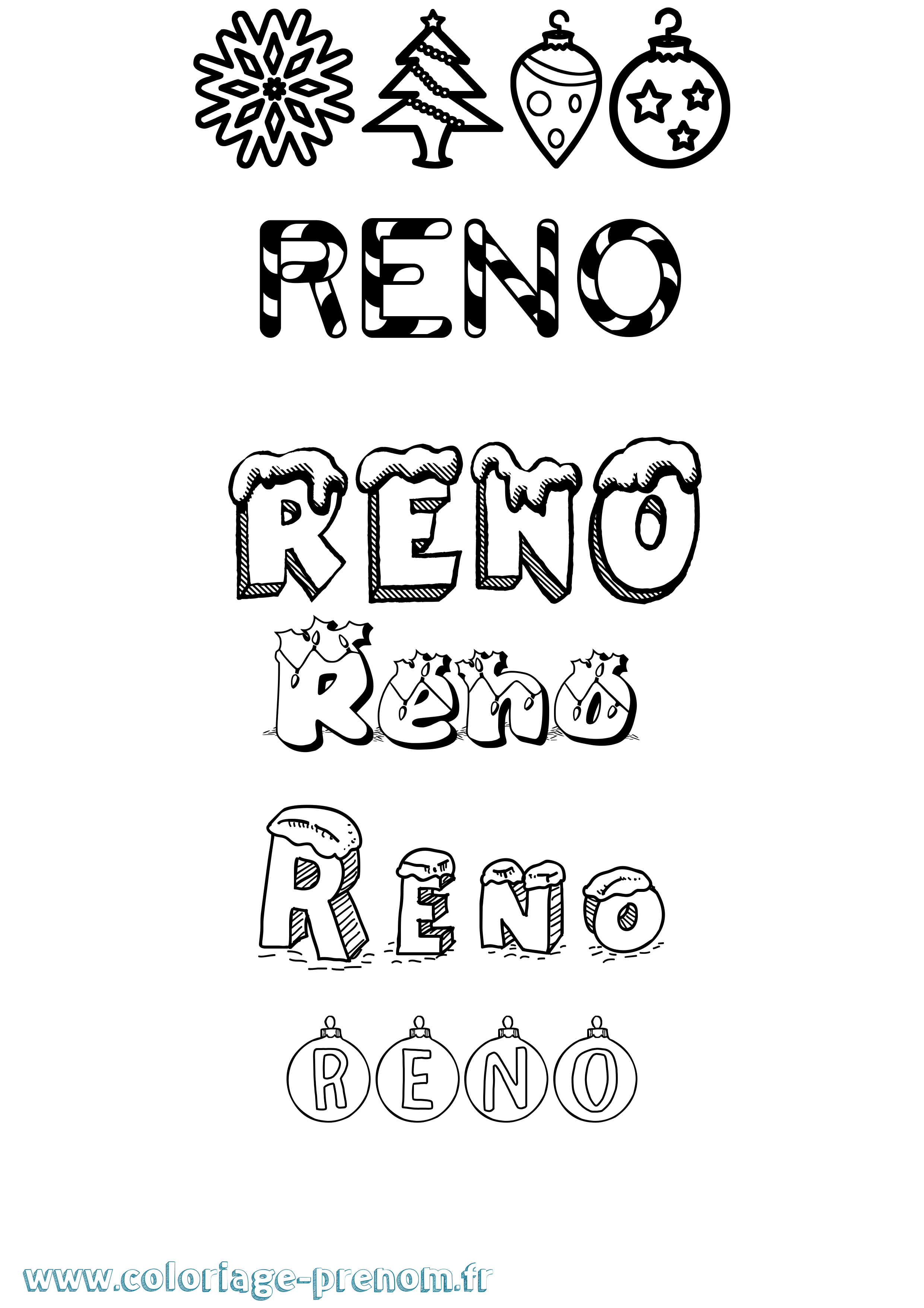 Coloriage Reno Noël Coloriage prénom Reno Noël