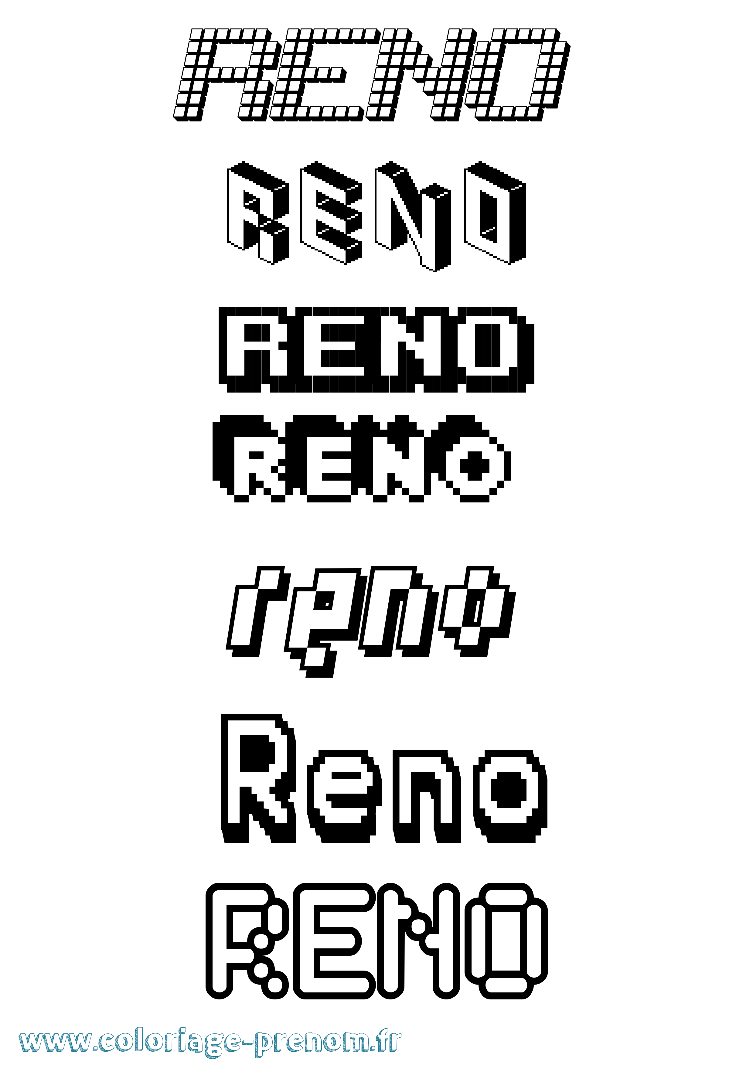 Coloriage Reno Pixel Coloriage prénom Reno Pixel