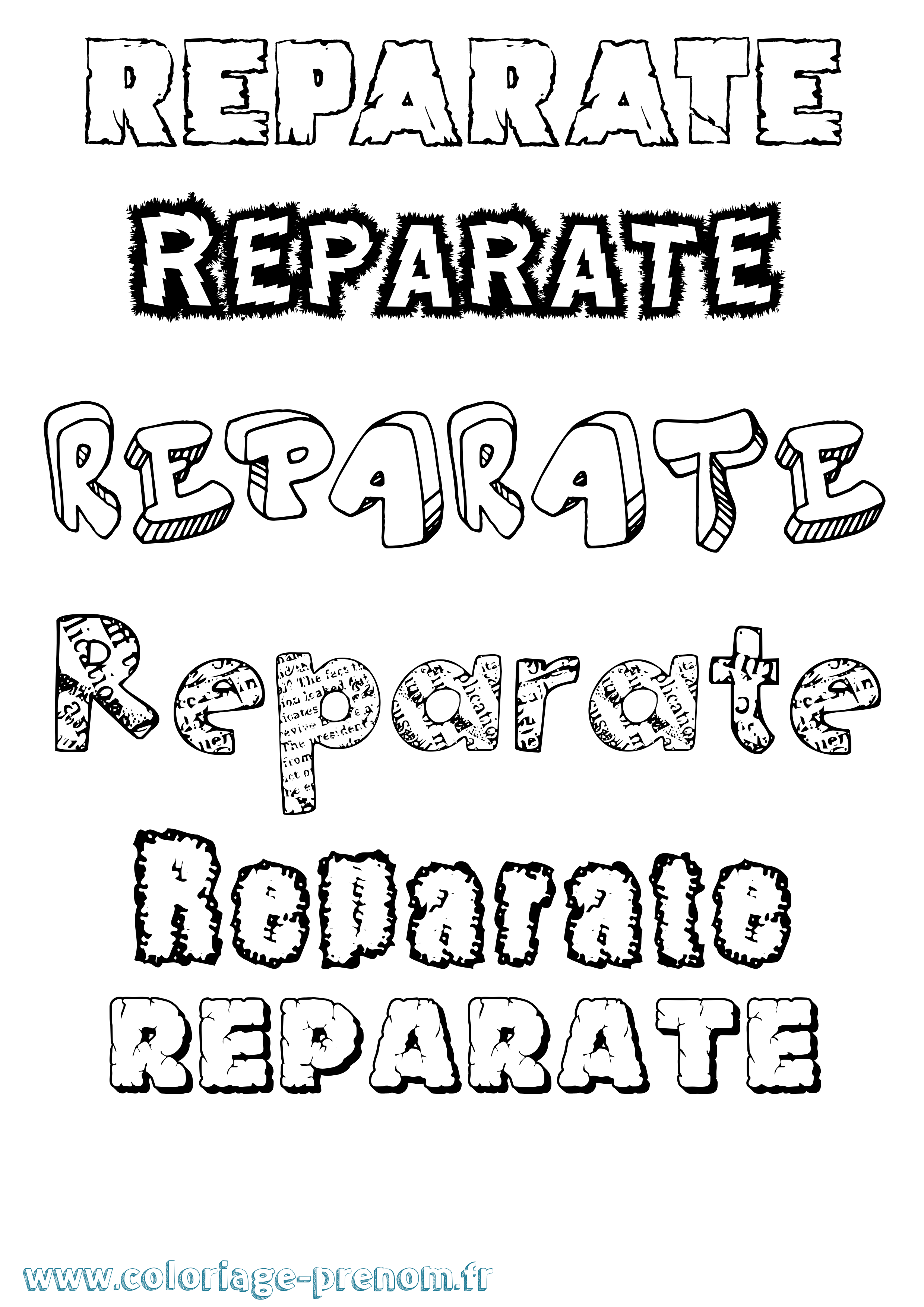 Coloriage Reparate Destructuré Coloriage prénom Reparate Destructuré