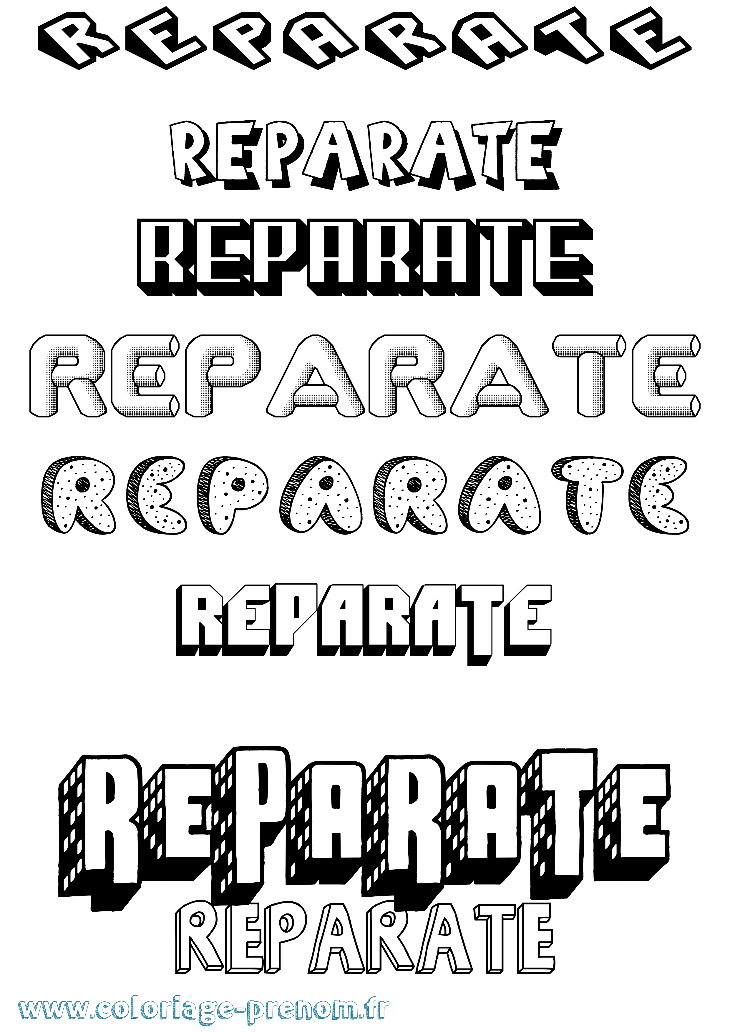 Coloriage Reparate Effet 3D Coloriage prénom Reparate Effet 3D