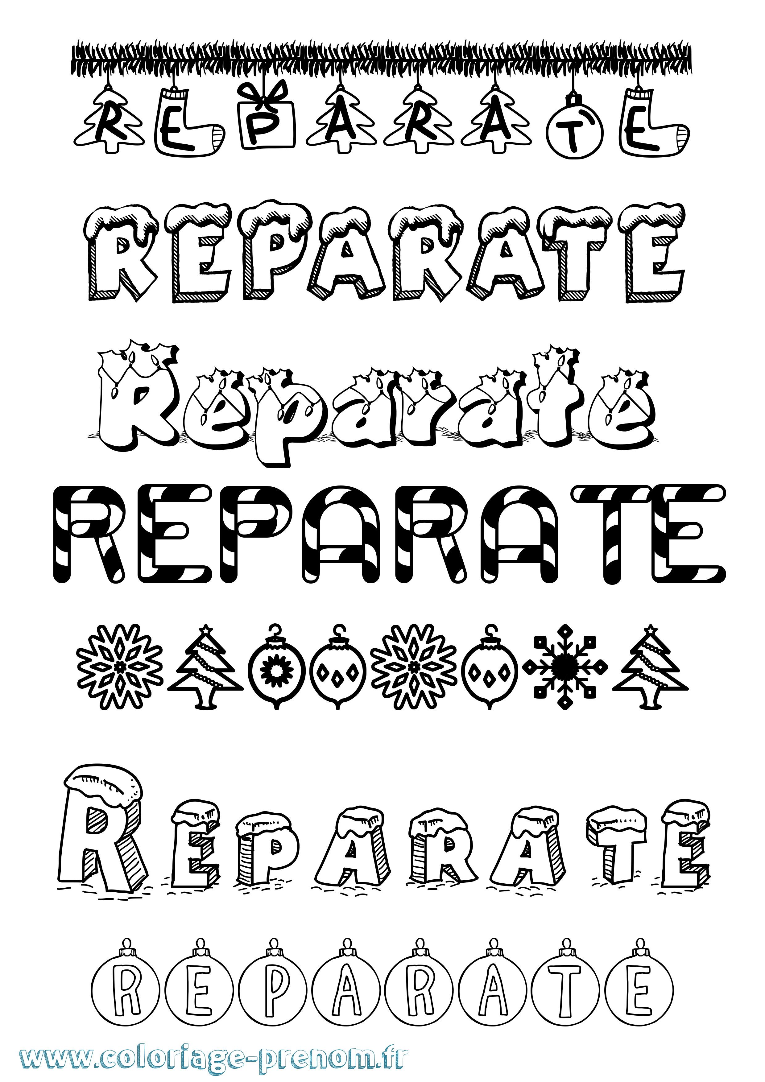 Coloriage Reparate Noël Coloriage prénom Reparate Noël