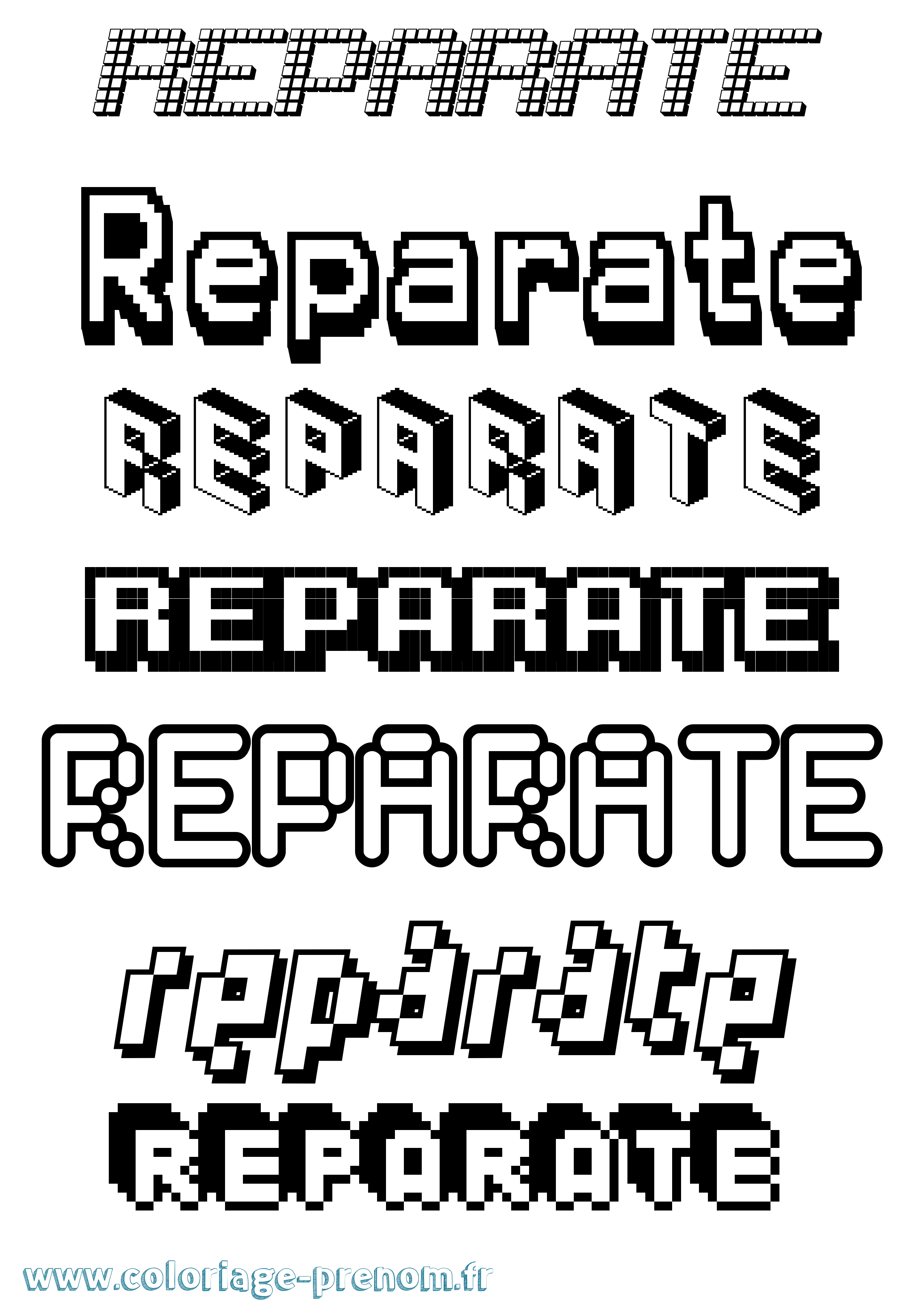 Coloriage Reparate Pixel Coloriage prénom Reparate Pixel