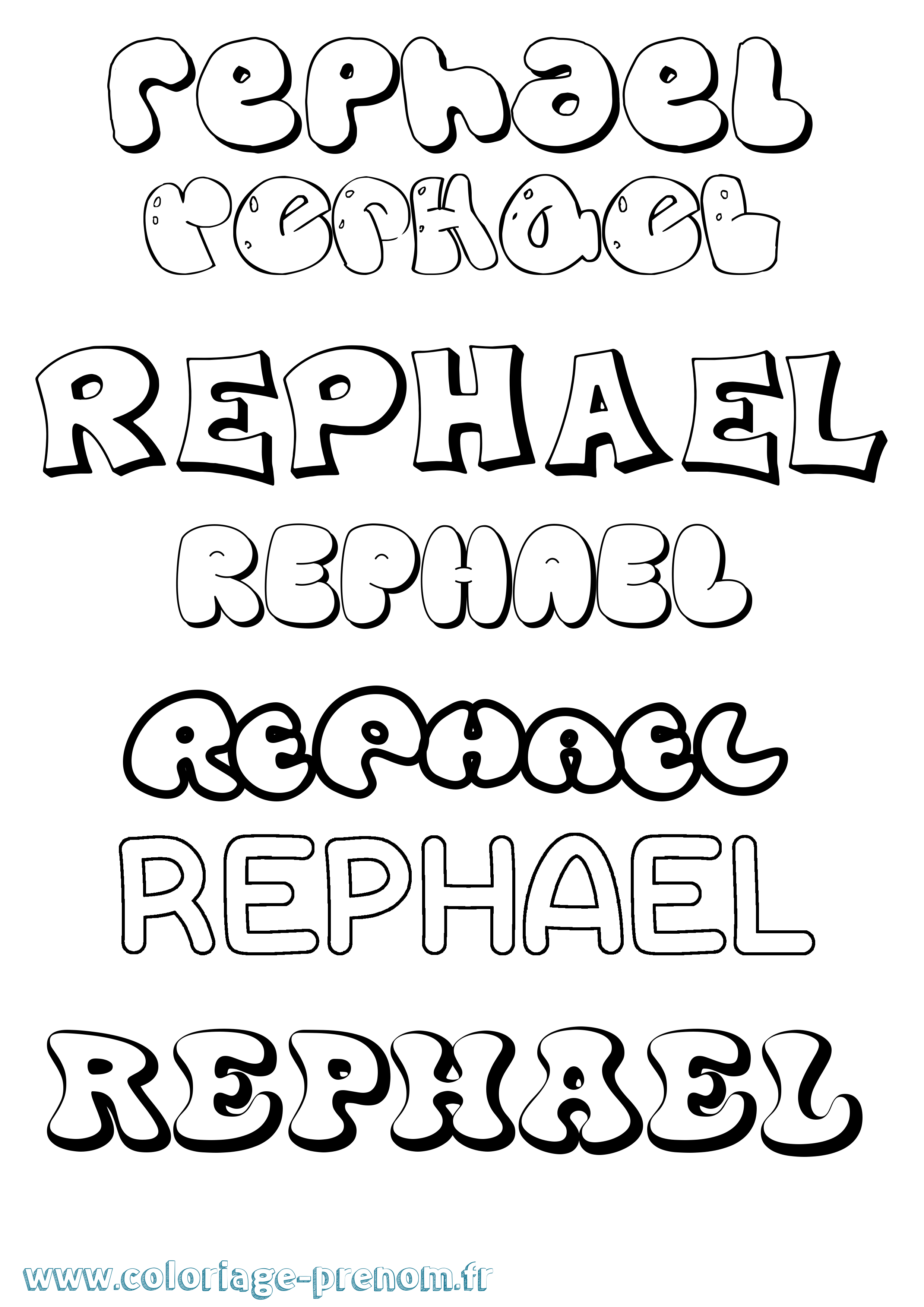 Coloriage Rephael Bubble Coloriage prénom Rephael Bubble