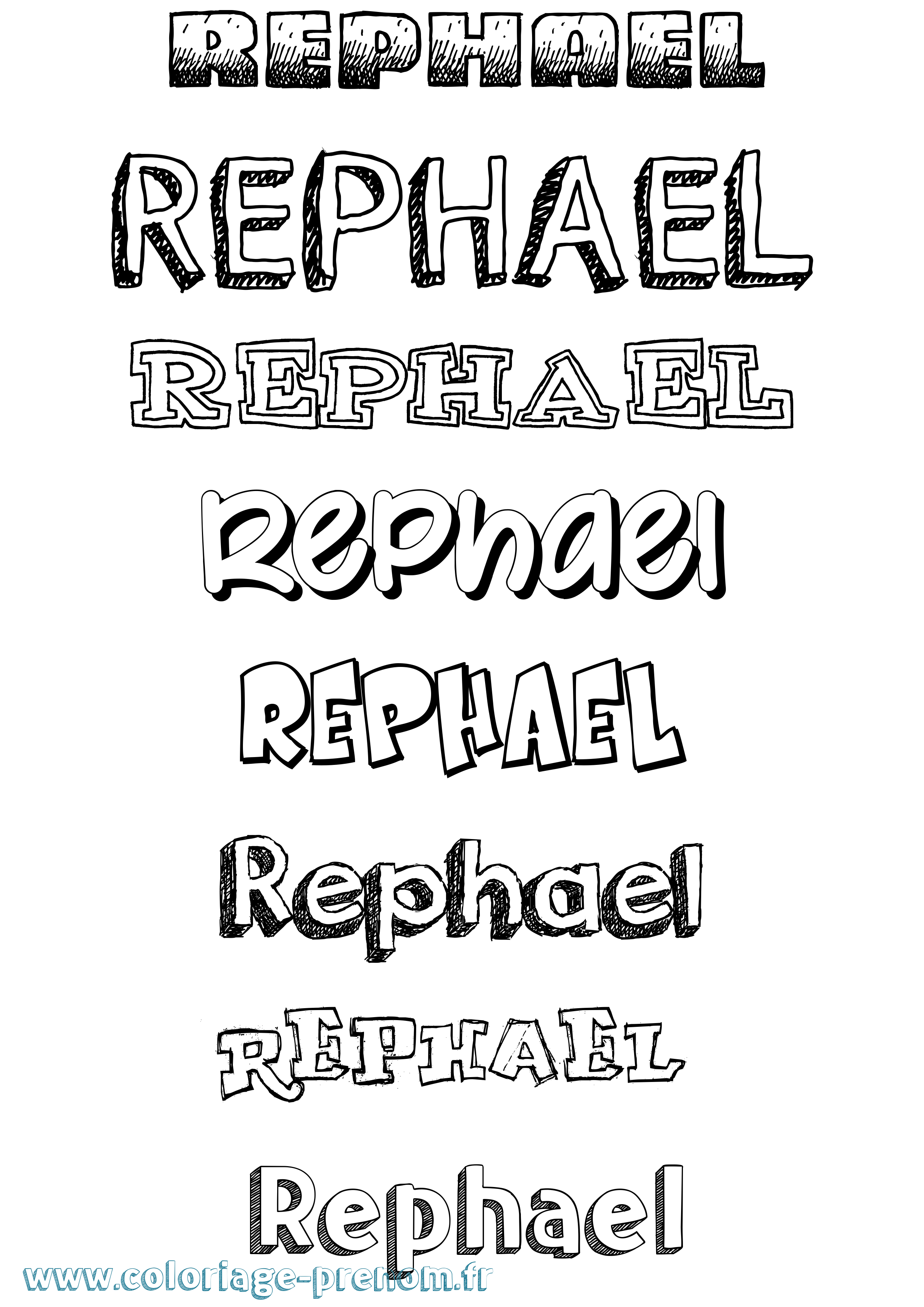 Coloriage Rephael Dessiné Coloriage prénom Rephael Dessiné