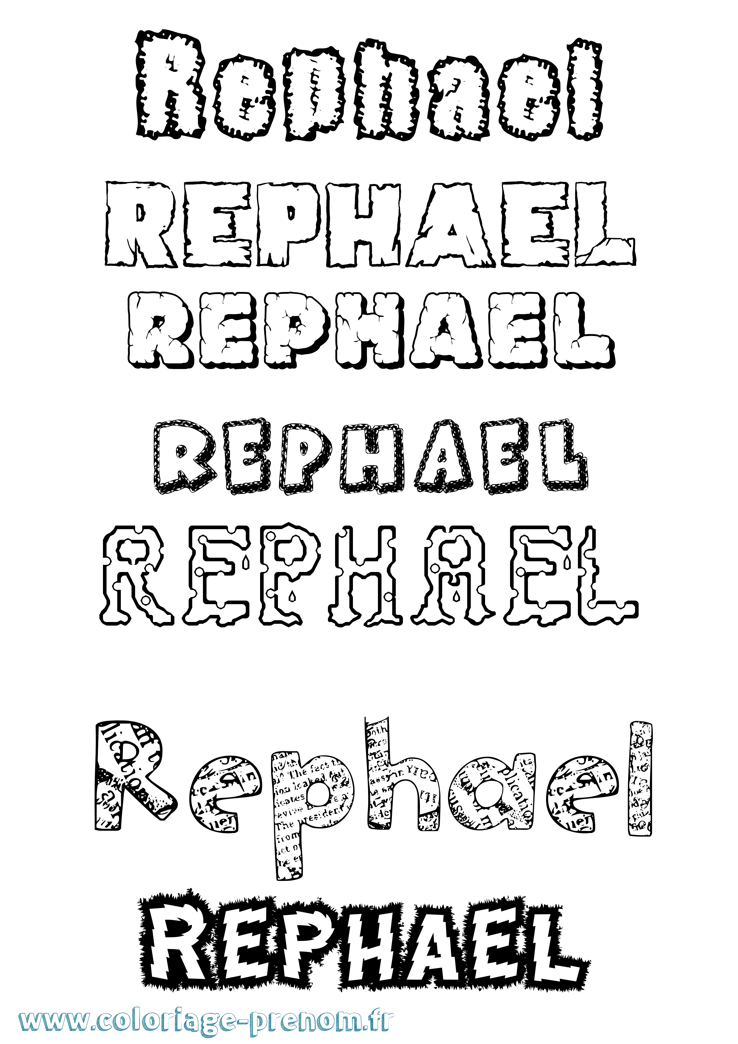 Coloriage Rephael Destructuré Coloriage prénom Rephael Destructuré