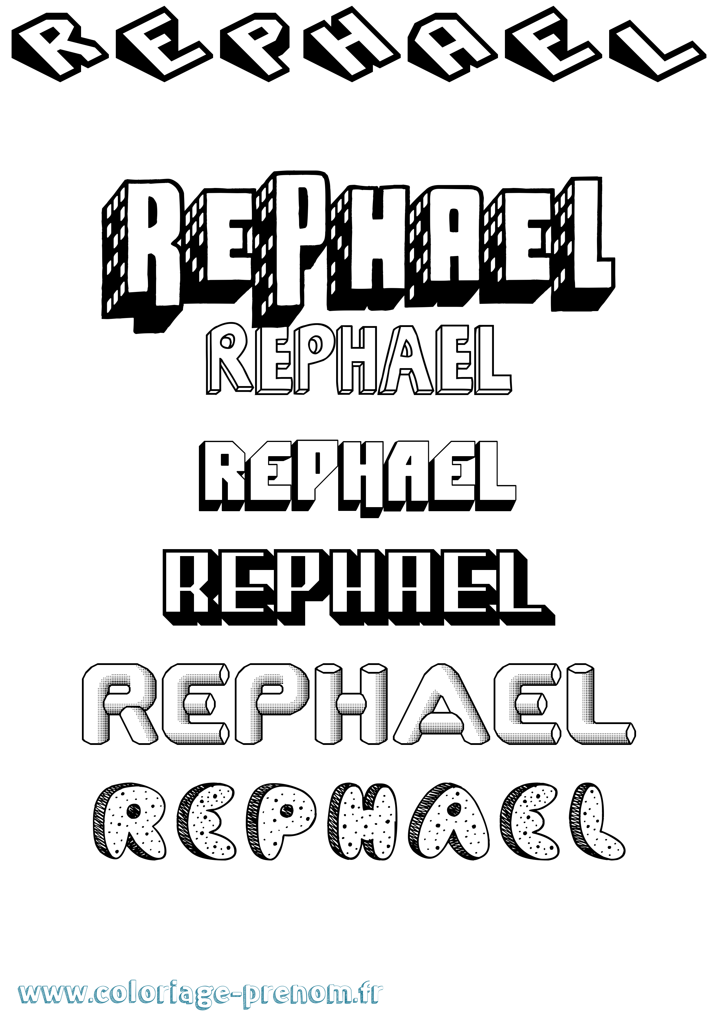 Coloriage Rephael Effet 3D Coloriage prénom Rephael Effet 3D