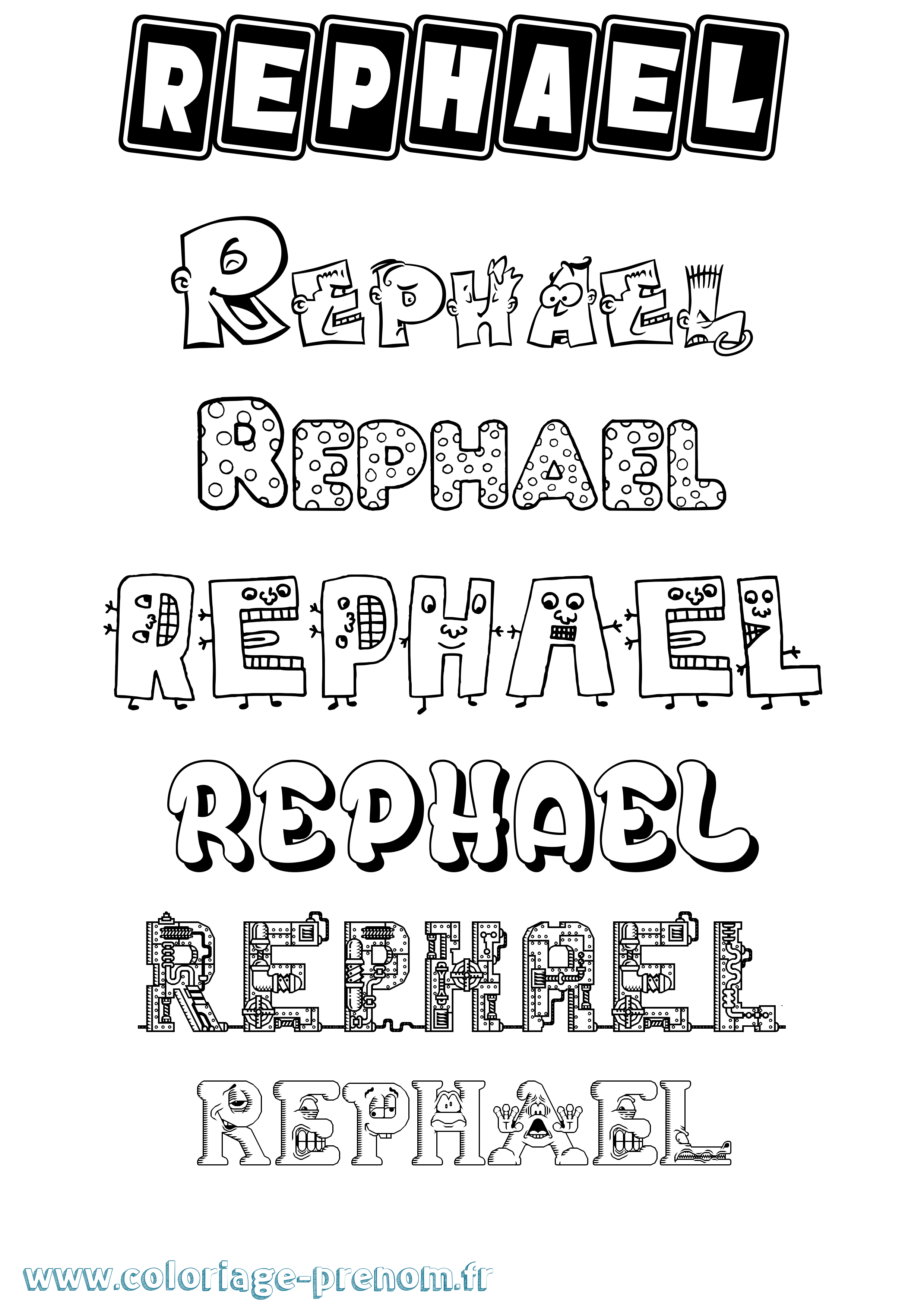 Coloriage Rephael Fun Coloriage prénom Rephael Fun