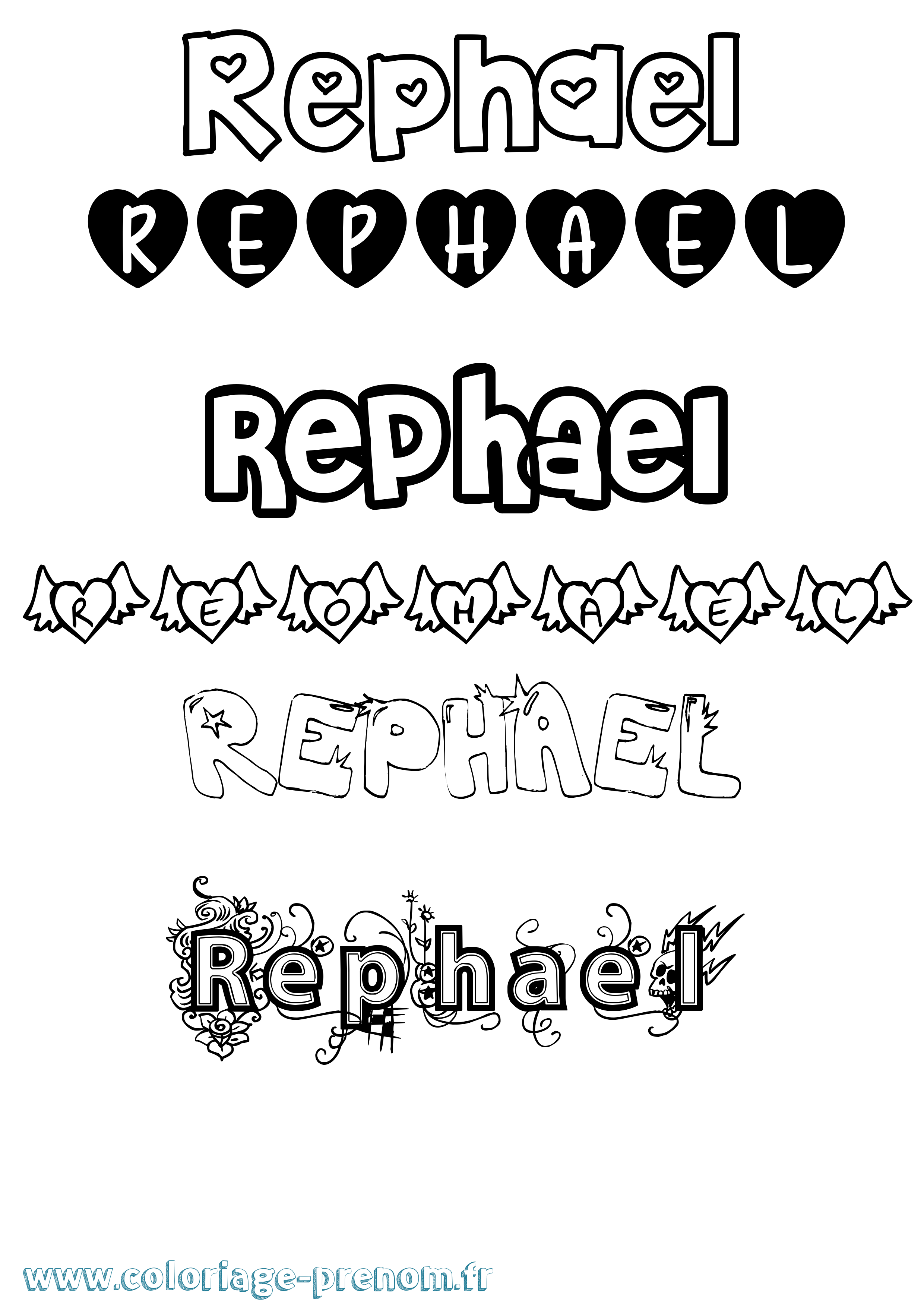 Coloriage Rephael Girly Coloriage prénom Rephael Girly