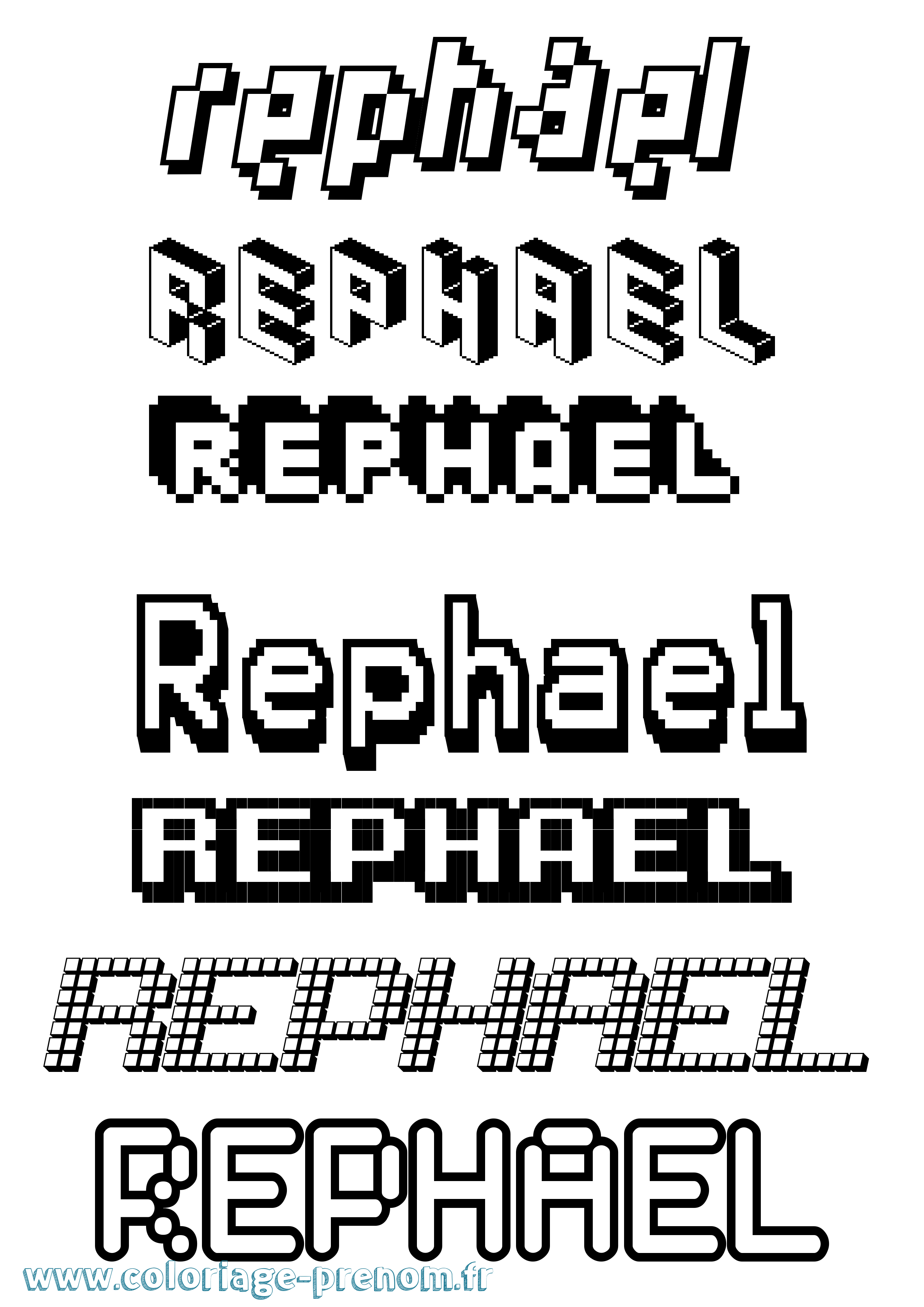 Coloriage Rephael Pixel Coloriage prénom Rephael Pixel