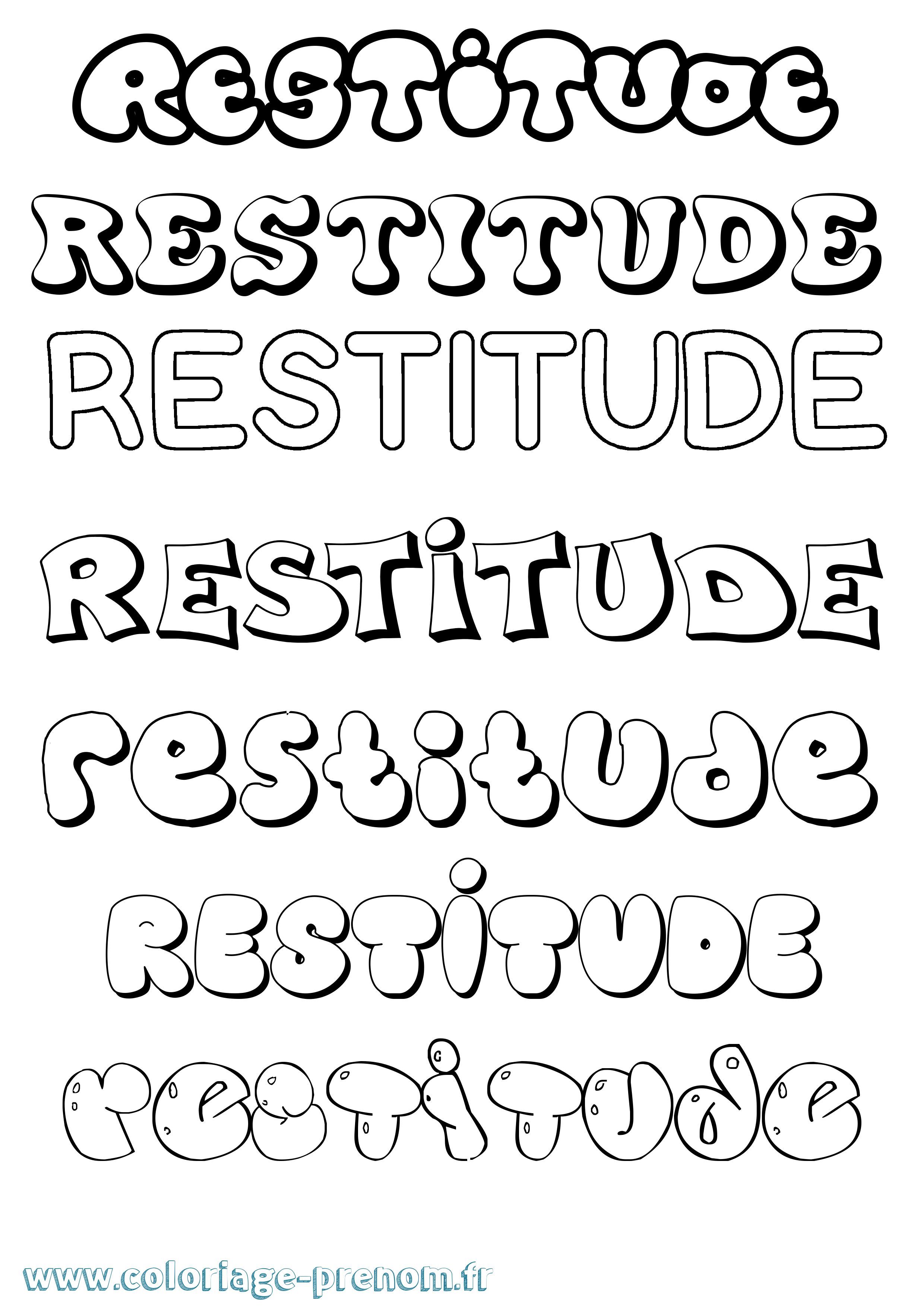 Coloriage Restitude Bubble Coloriage prénom Restitude Bubble