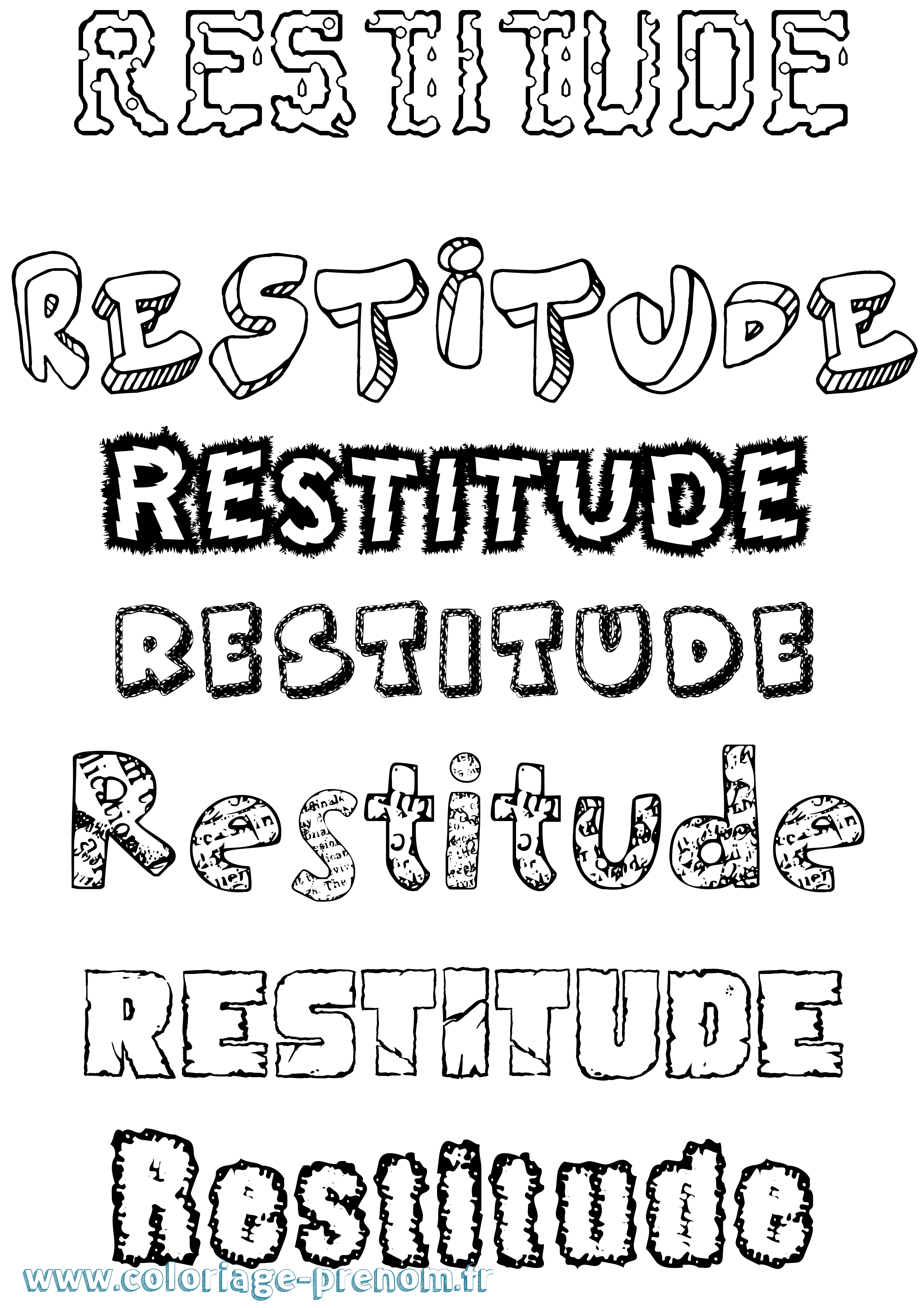 Coloriage Restitude Destructuré Coloriage prénom Restitude Destructuré