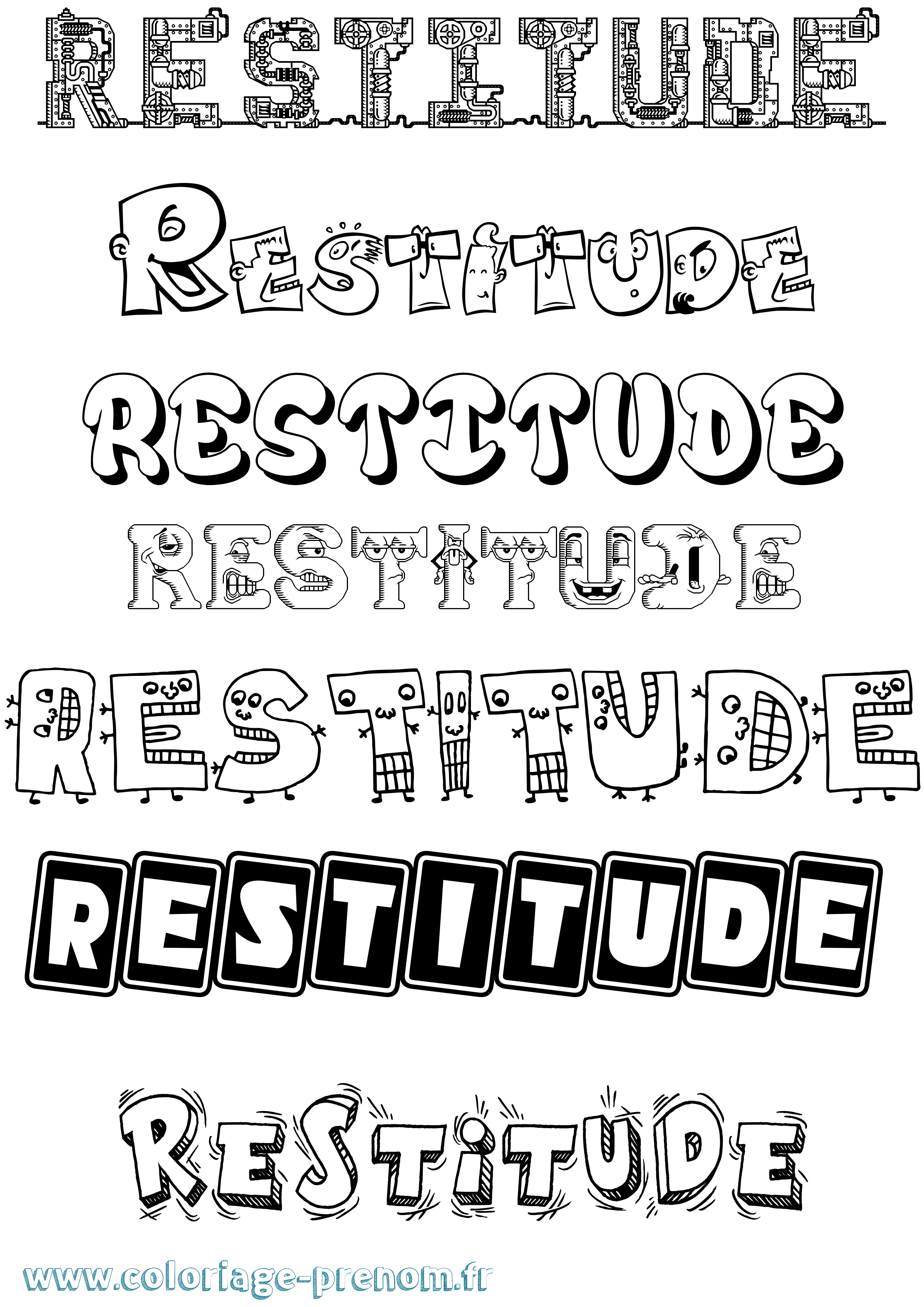 Coloriage Restitude Fun Coloriage prénom Restitude Fun
