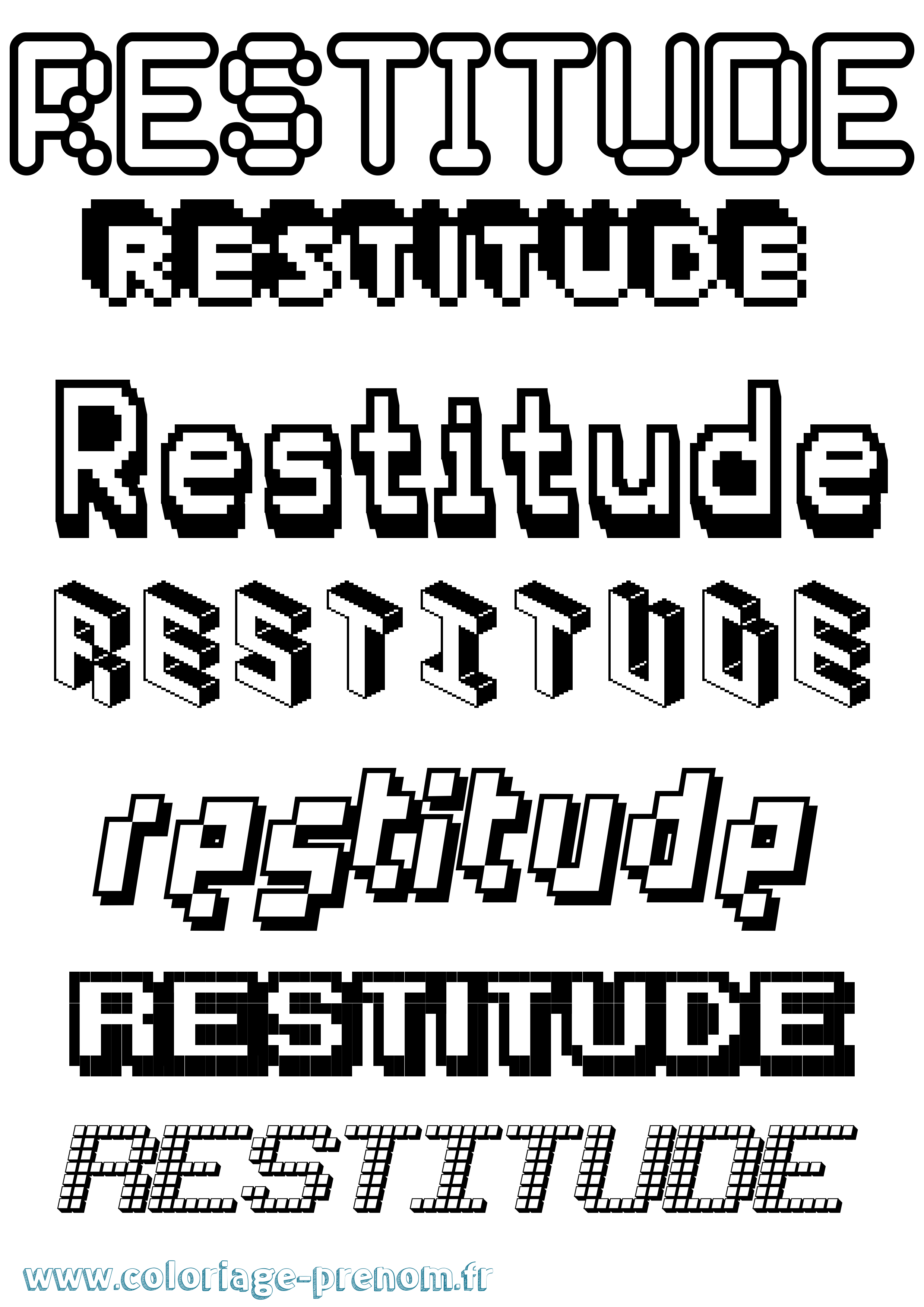 Coloriage Restitude Pixel Coloriage prénom Restitude Pixel