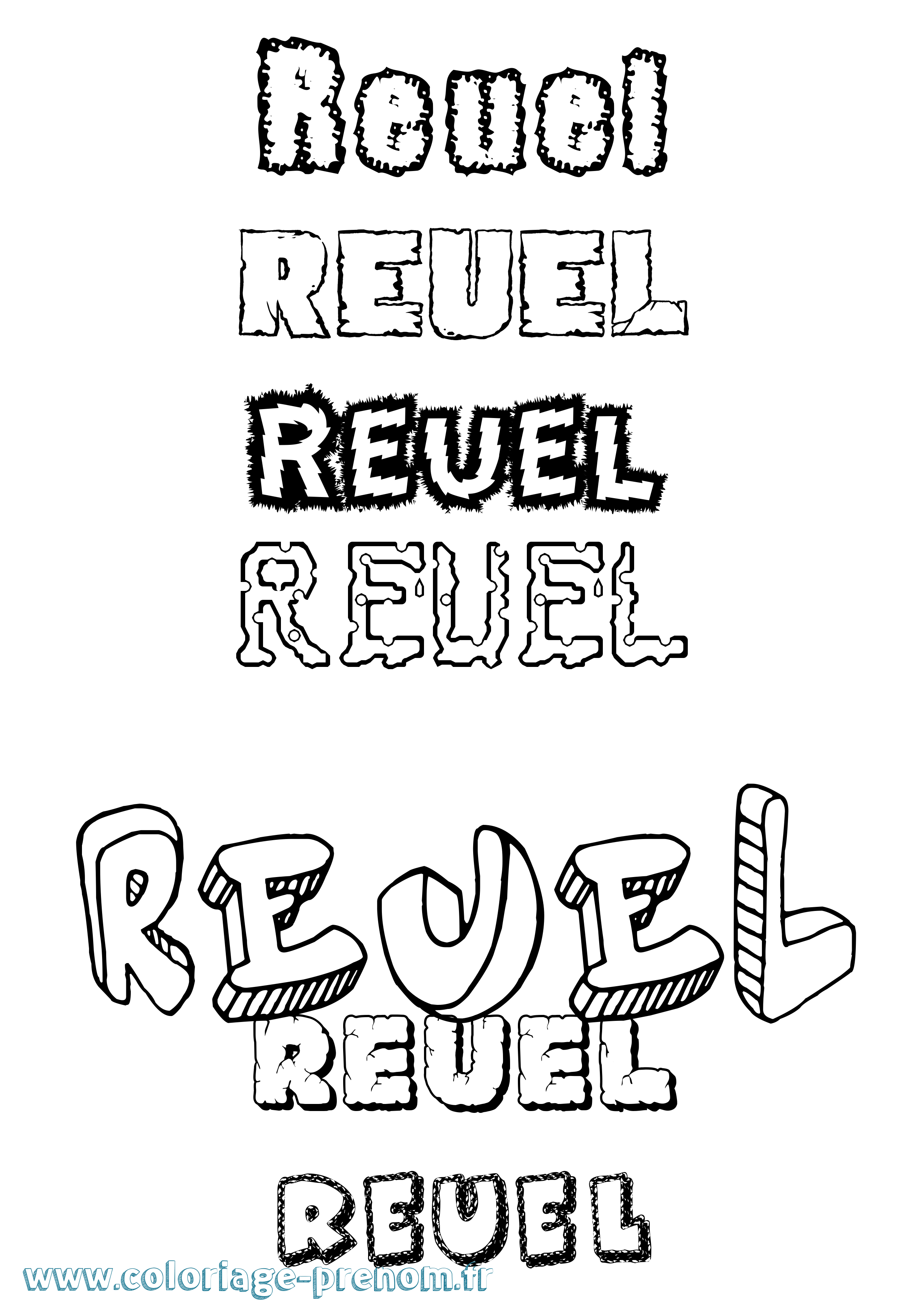 Coloriage Reuel Destructuré Coloriage prénom Reuel Destructuré