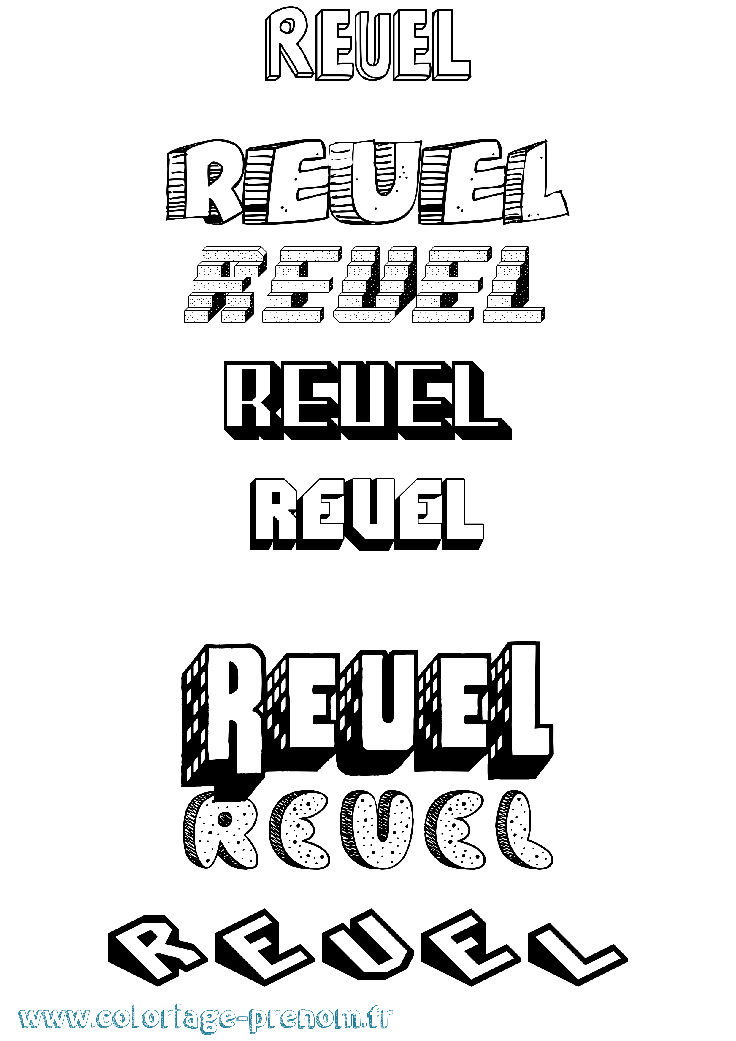 Coloriage Reuel Effet 3D Coloriage prénom Reuel Effet 3D