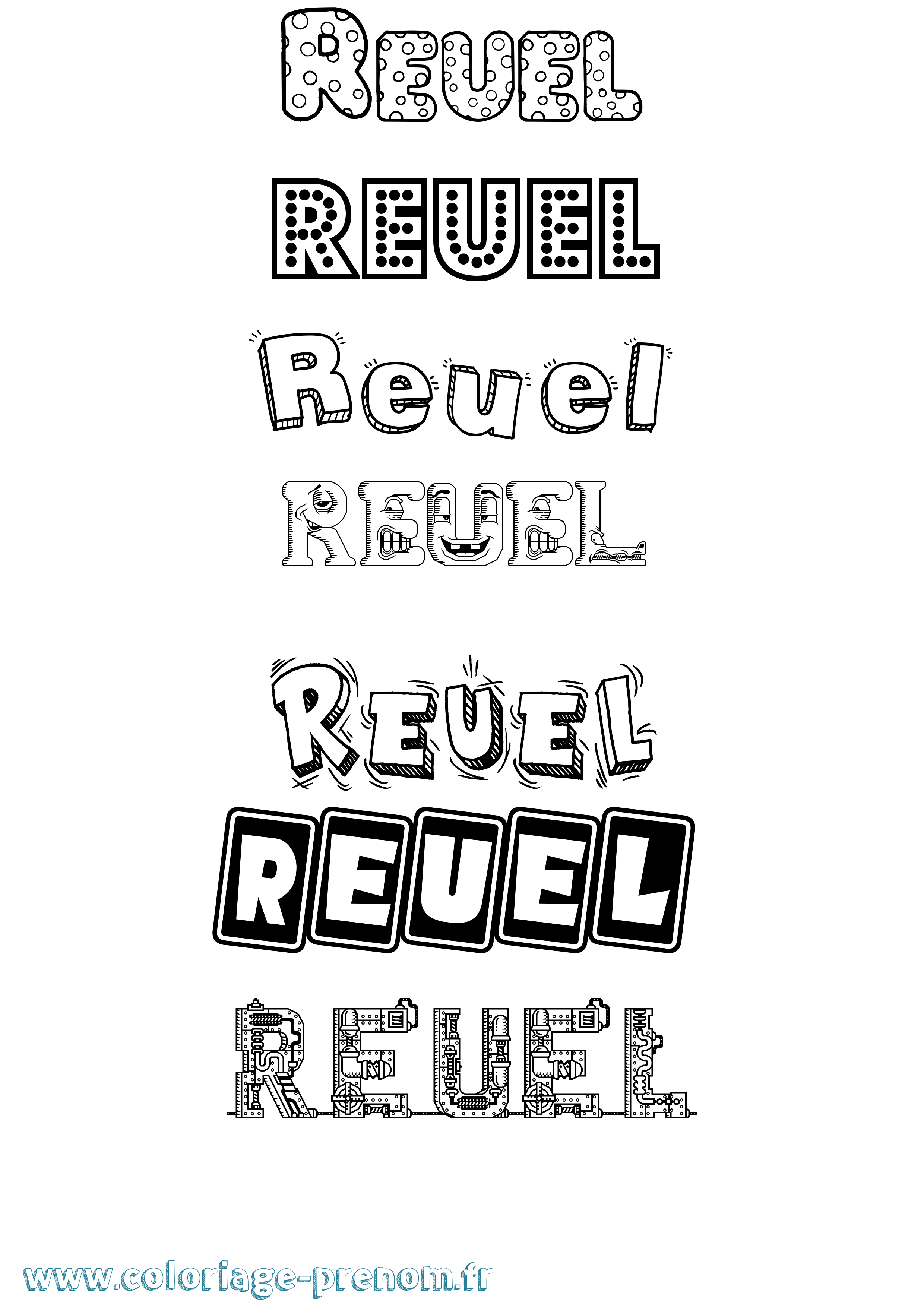 Coloriage Reuel Fun Coloriage prénom Reuel Fun