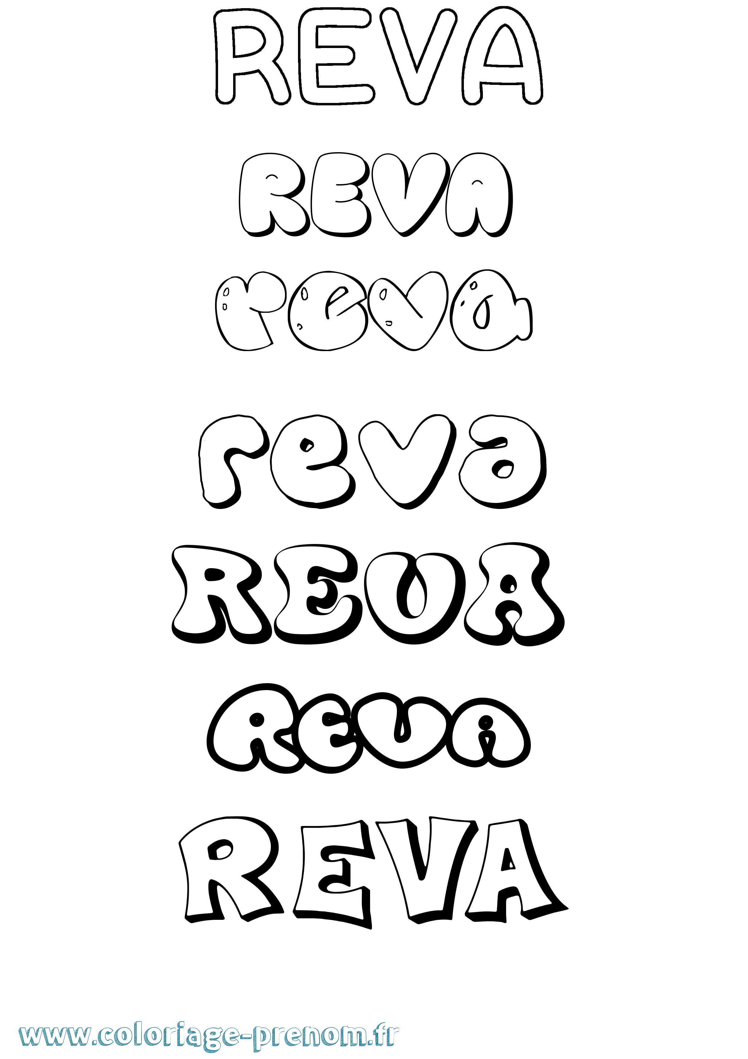 Coloriage Reva Bubble Coloriage prénom Reva Bubble