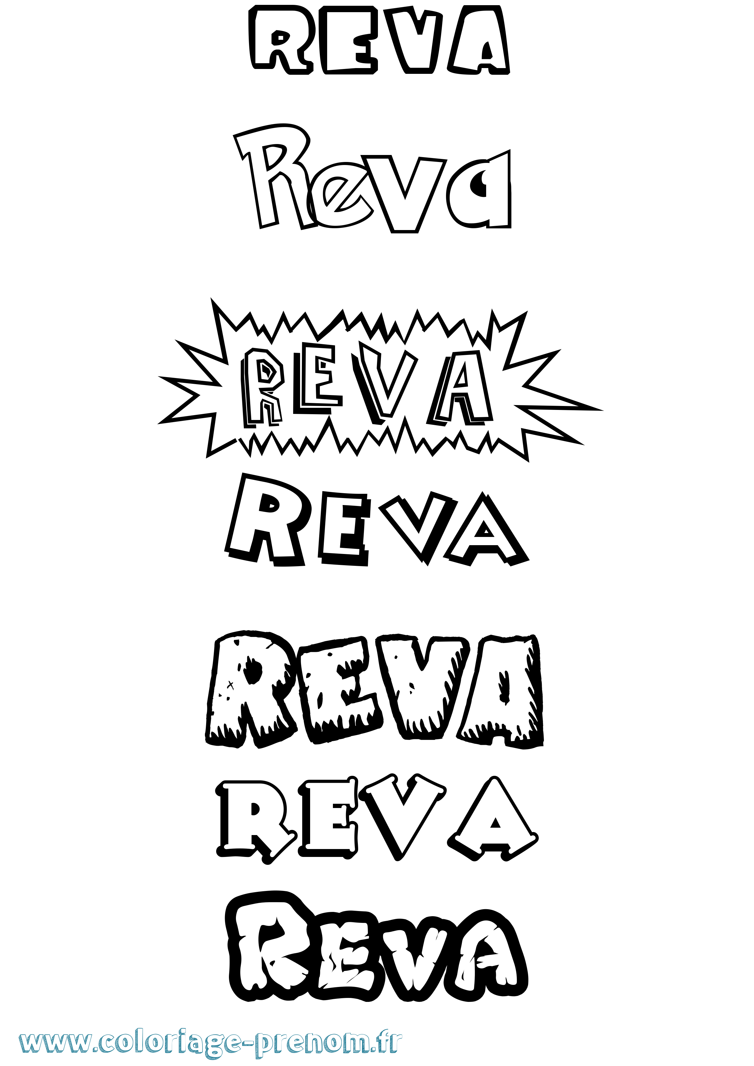 Coloriage Reva Dessin Animé Coloriage prénom Reva Dessin Animé