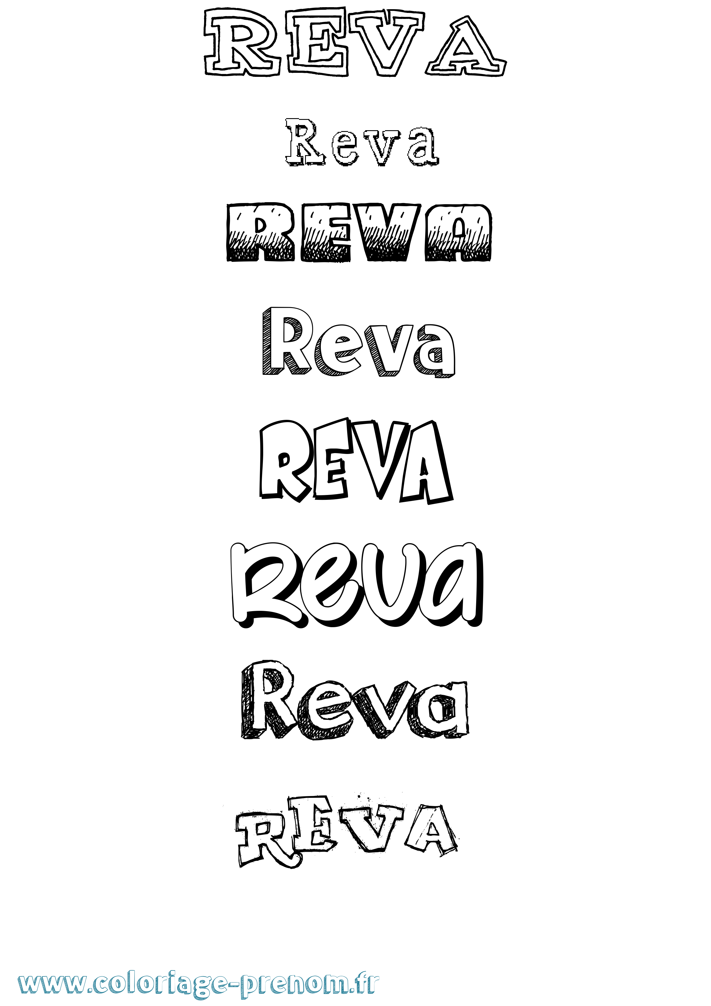 Coloriage Reva Dessiné Coloriage prénom Reva Dessiné