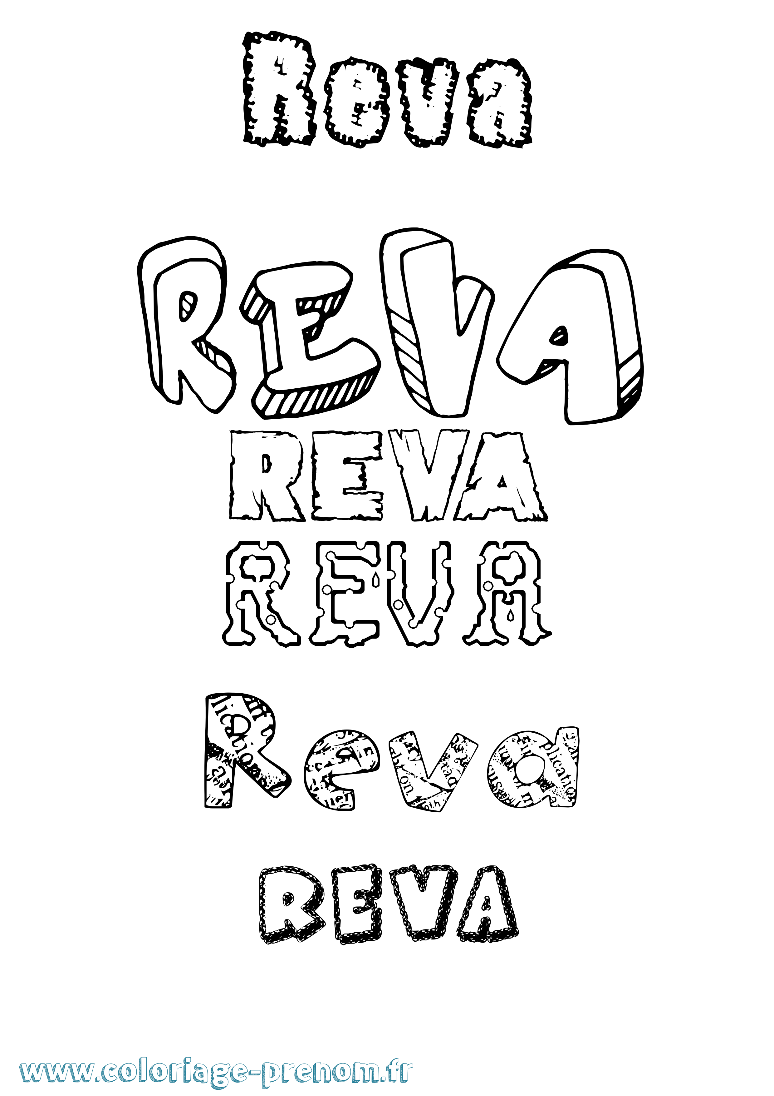 Coloriage Reva Destructuré Coloriage prénom Reva Destructuré