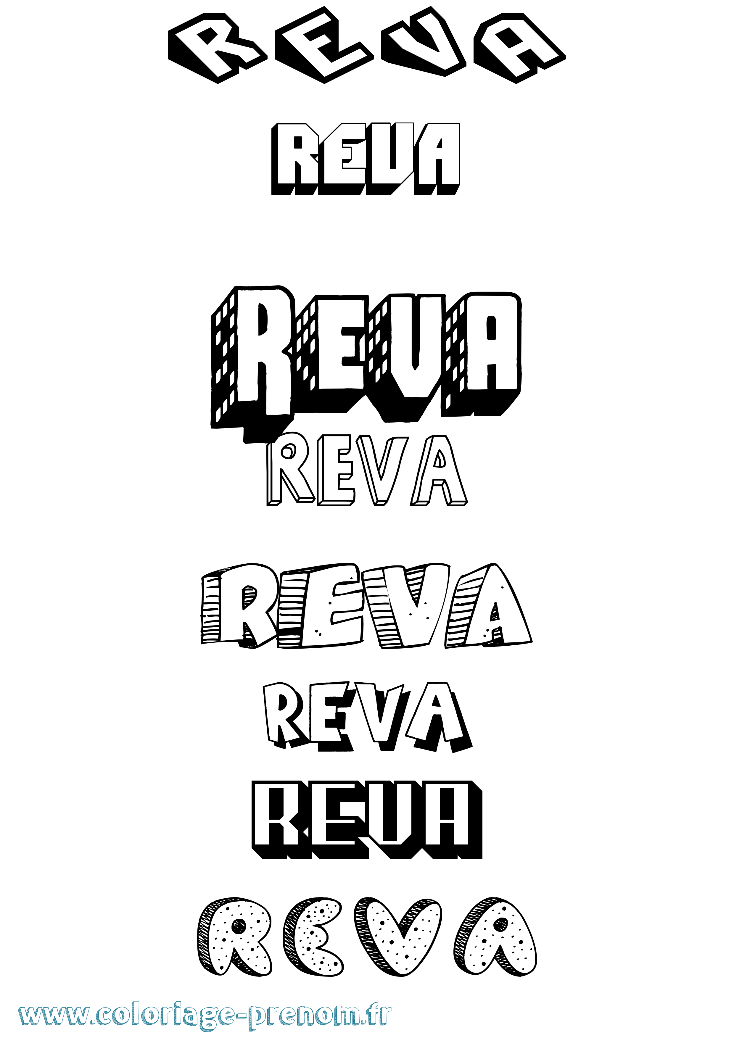 Coloriage Reva Effet 3D Coloriage prénom Reva Effet 3D